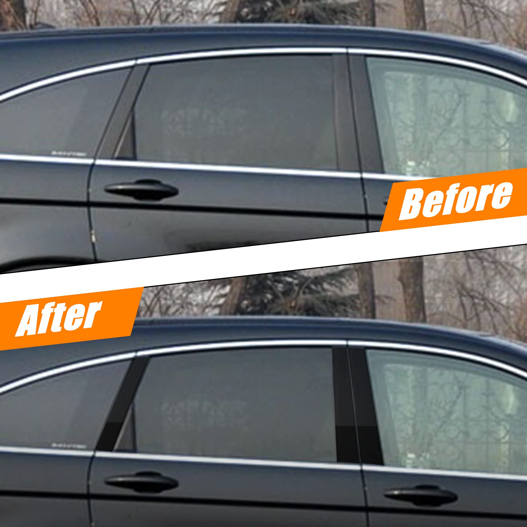 Tomall 1 Set Car Window Pillar Post Vinyl Stickers Compatible With Honda Crv 2007-2011 Auto Overlay Wrap Trim Sticker For Car Exterior Accessories Modification Decoration (Glossy Black)