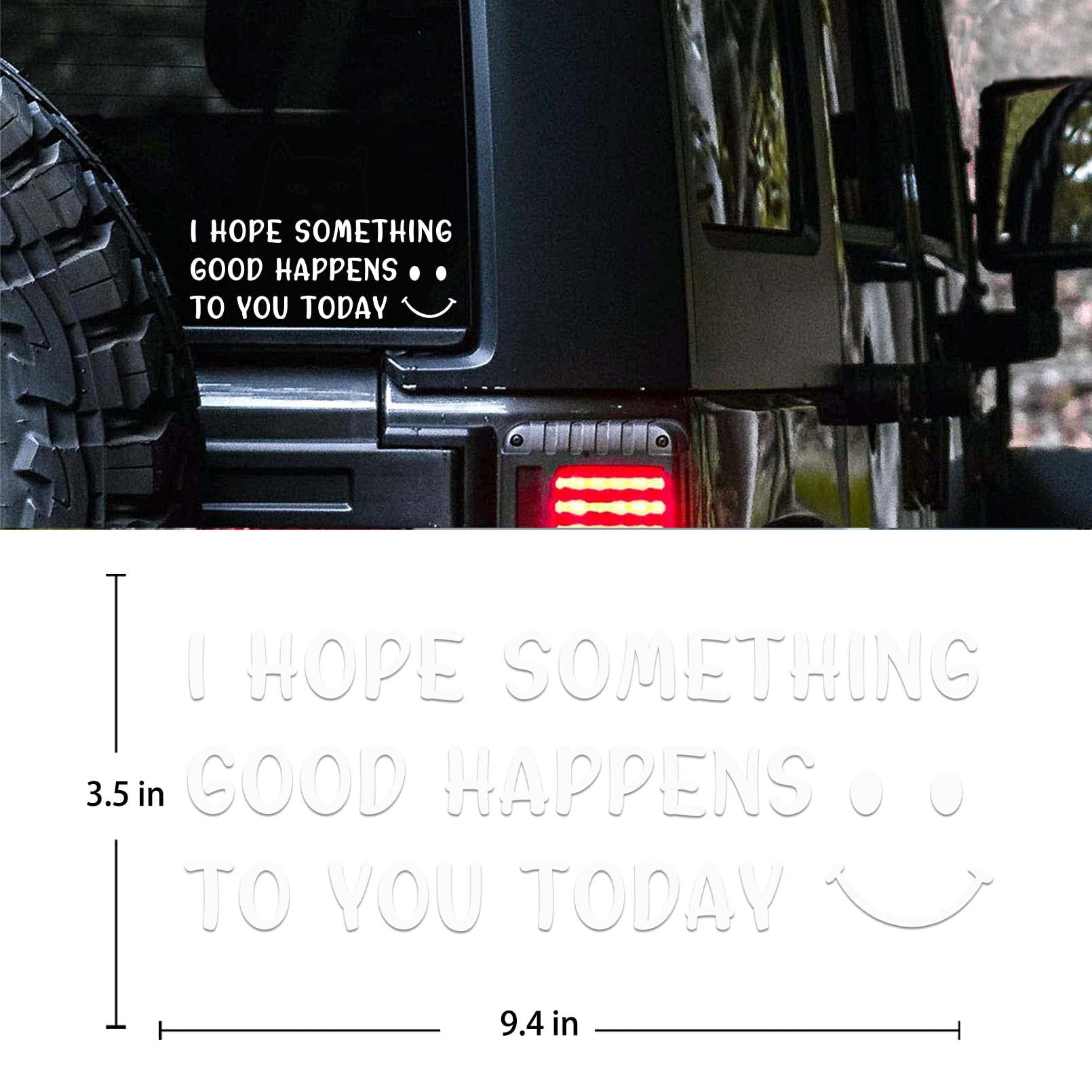 Leinessy Cute Car Decal - Smiley Face Bumper Sticker, White Vinyl, Model LNS-021-CT