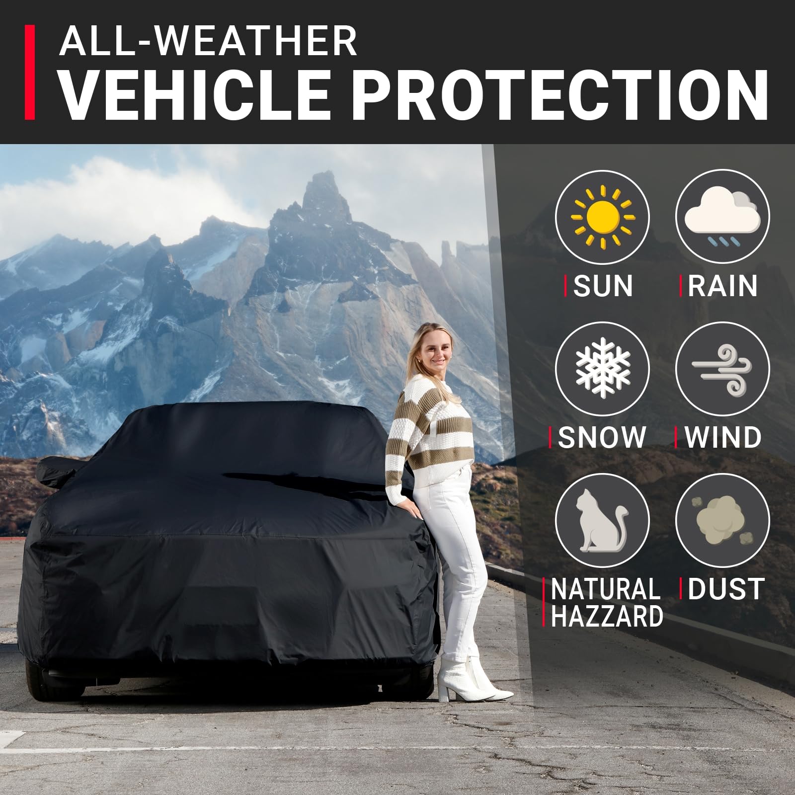 Icarcover 30-Layer Premium Car Cover Waterproof All Weather Rain Snow Uv Sun Protection, Camaro, Trans Am, Jaguar Xjs, Granturis