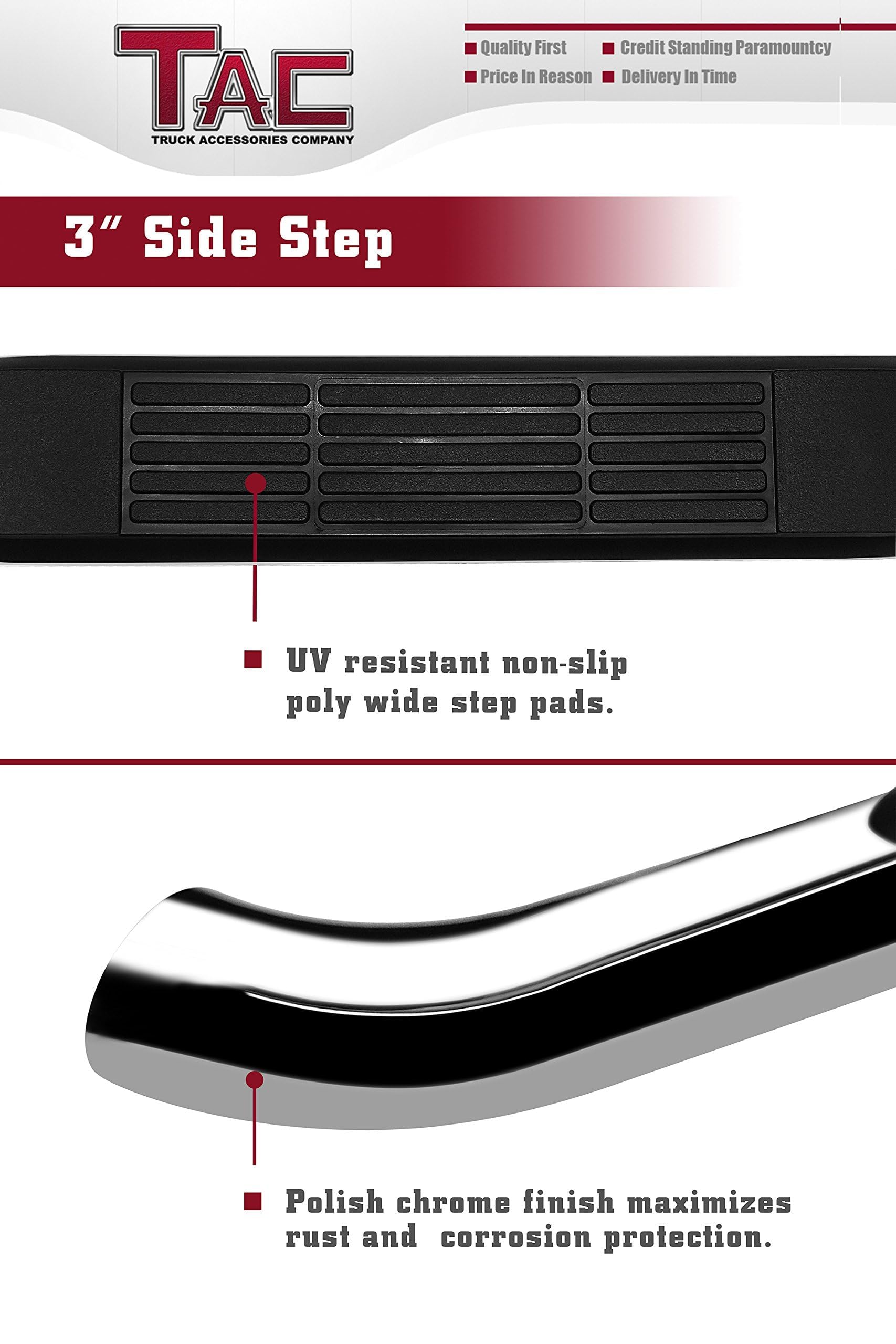 TAC Side Steps 3” Stainless Steel Nerf Bars for 2011-2021 Jeep Grand Cherokee - Silver, 2Pcs, Excludes Limited X/SRT/Trackhawk Models