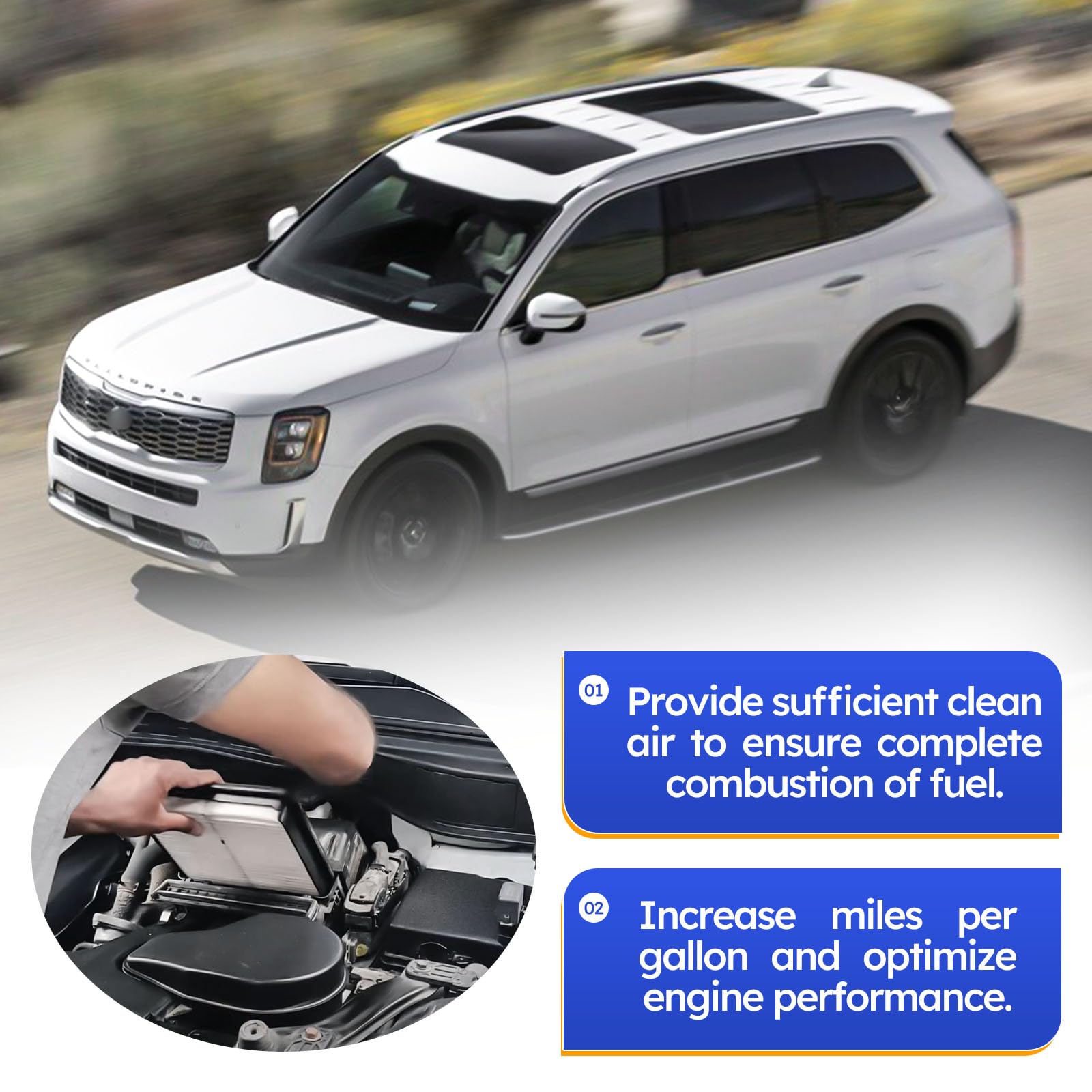CA11943 Engine Air Filter for 2017-2020 HYUNDAI Santa Fe,2020-2023 HYUNDAI Palisade/2015-2021 KIA Sedona,2016-2020 KIA Sorento,2