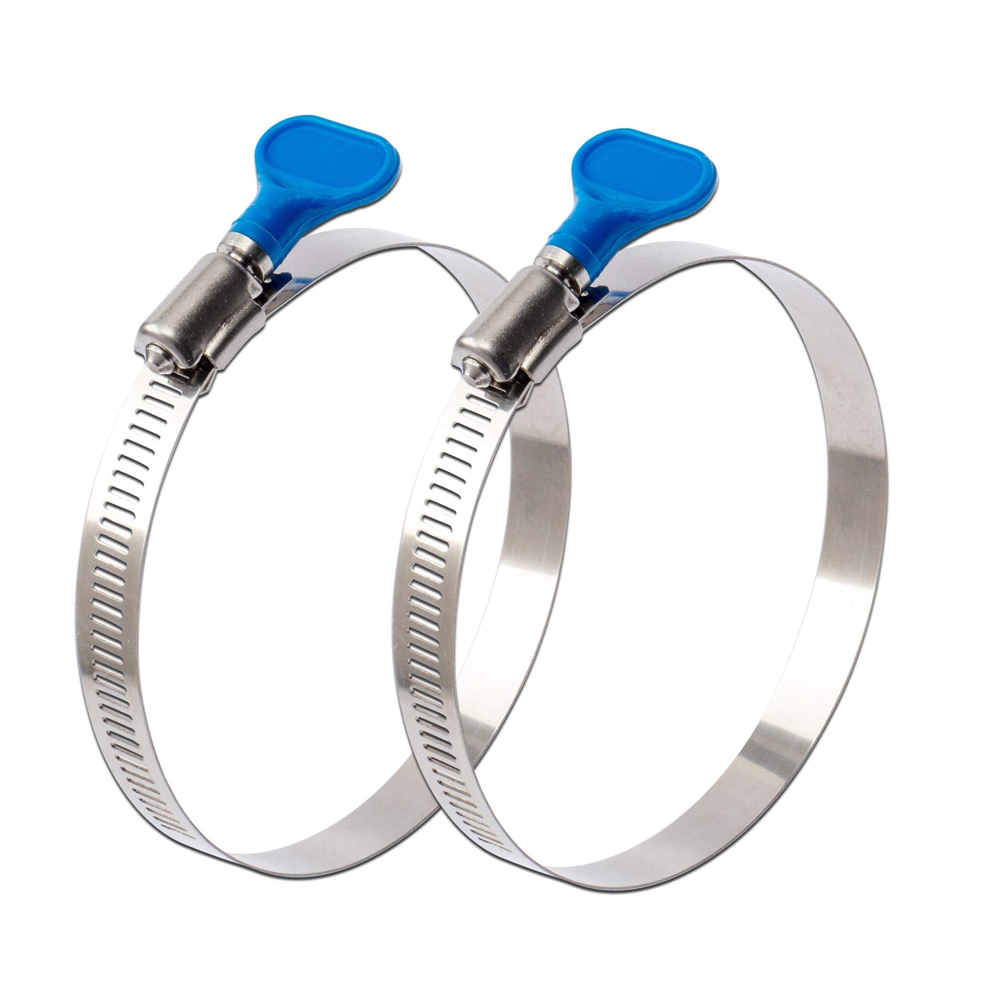 ISPINNER 2pcs 4 Inch Key-Type 304 Stainless Steel Worm Gear Hose Clamps, Adjustable Size Range 91-114mm Clamps for Dryer Vent, D
