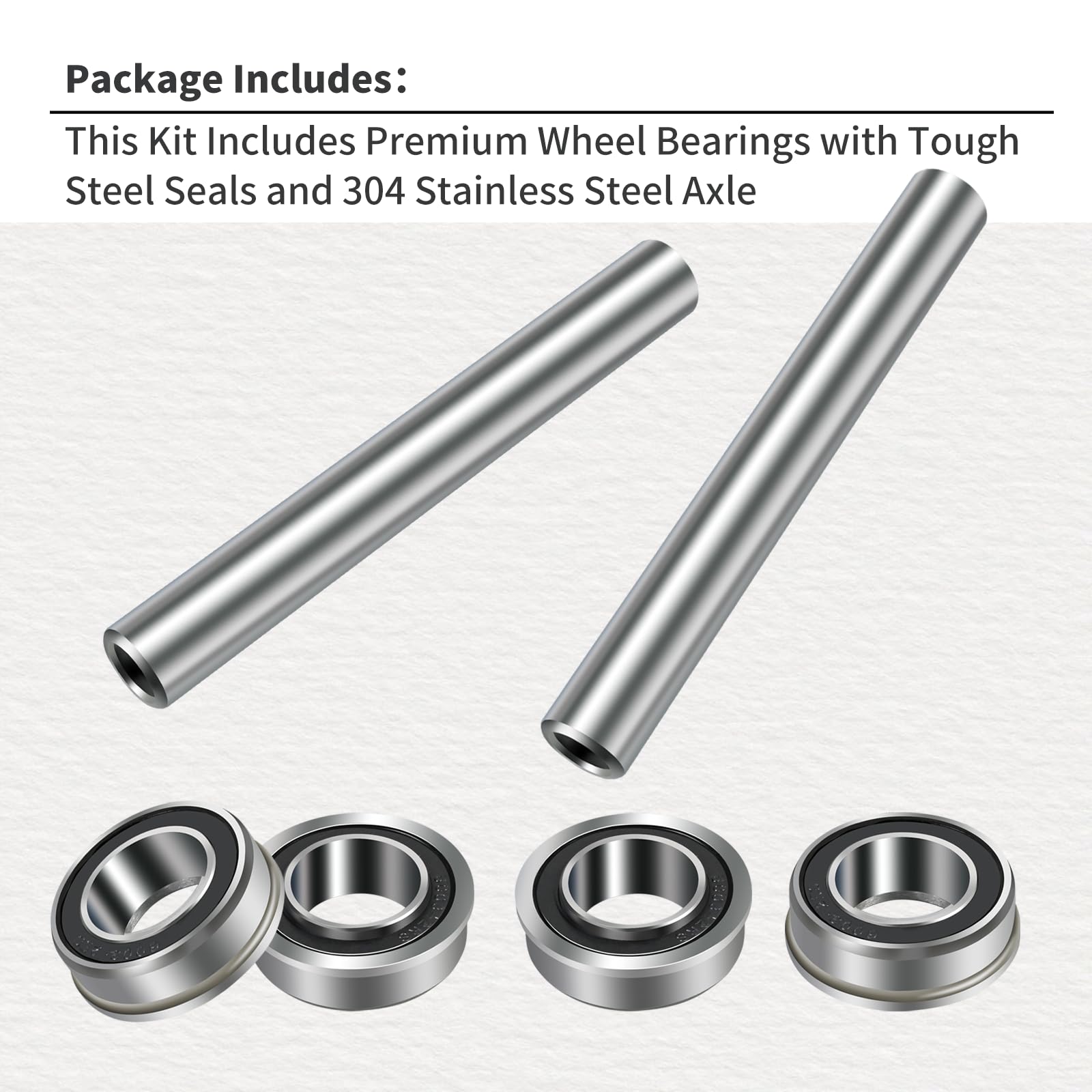 XQK Stainless Steel Front Wheel Axle & Bearing Conversion Kit for Husqvarna Z242F Z246 Z246i Z248F Z254 (Fits 6" Wheel Sleeves Only)