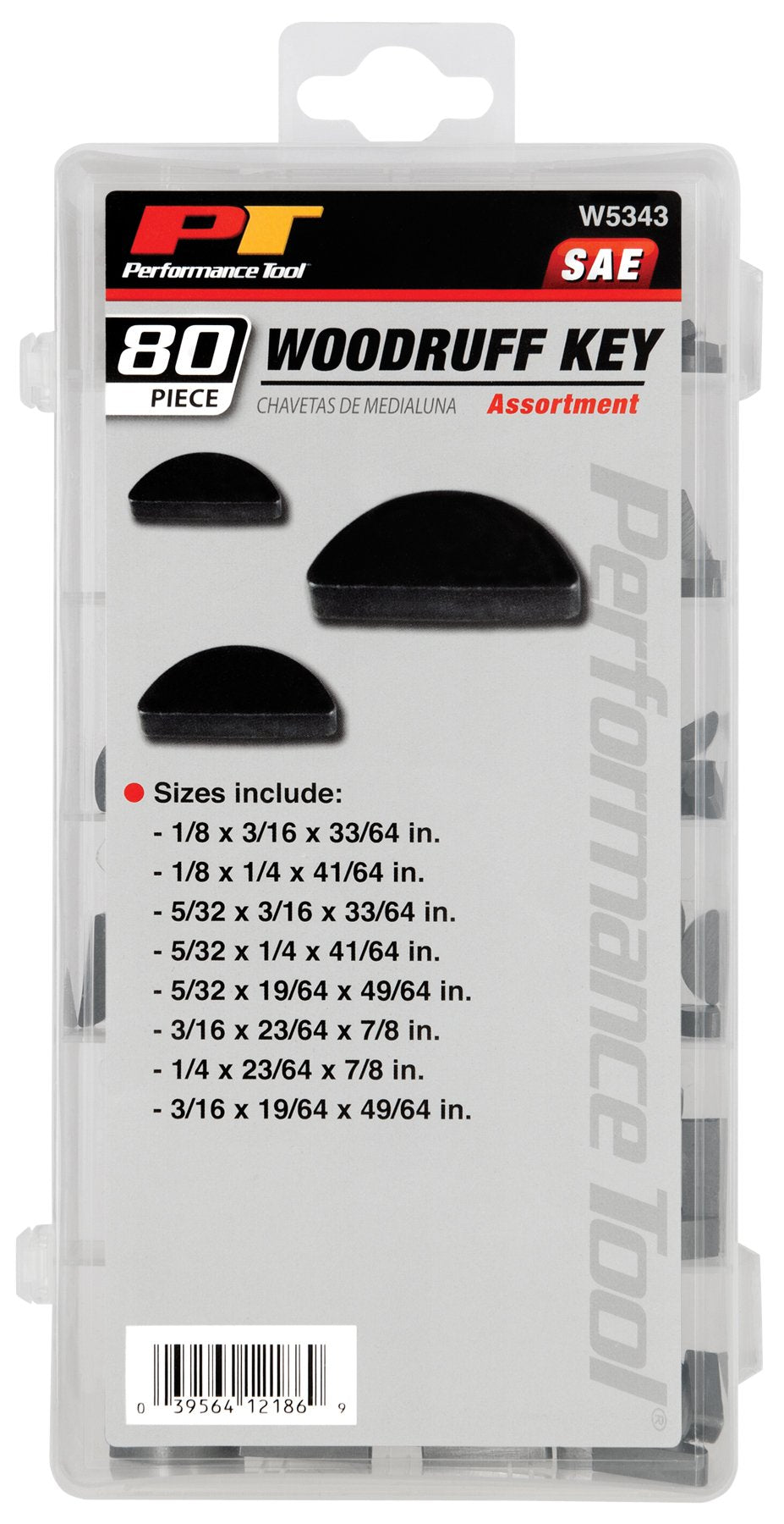 Performance Tool W5343 80Pc Woodruff Key Assortment Sae, Grey