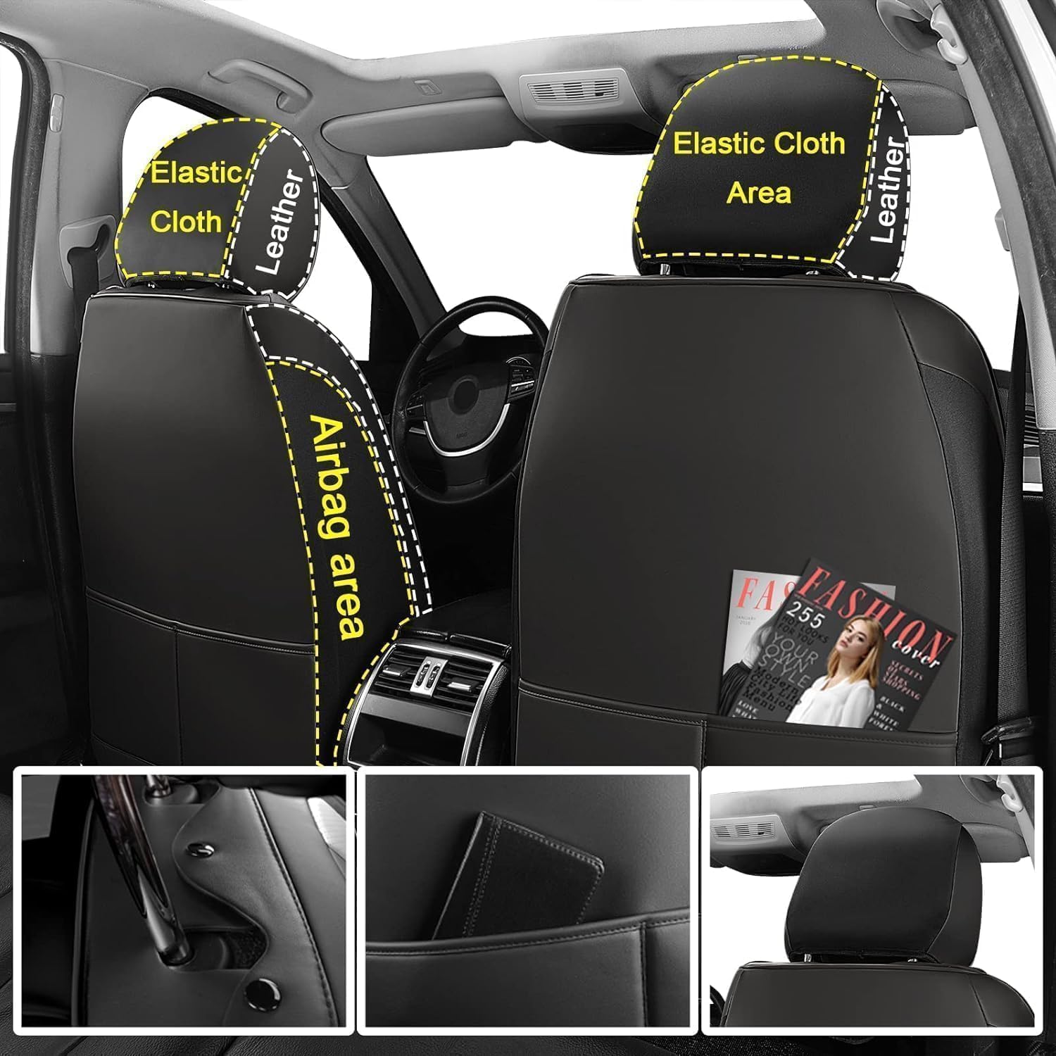 Ttmiku Leather Car Seat Cover Full Set Breathable Nappa Leather Seat Covers For Cars Suv Universal Automotive Seat Covers Fit Fo