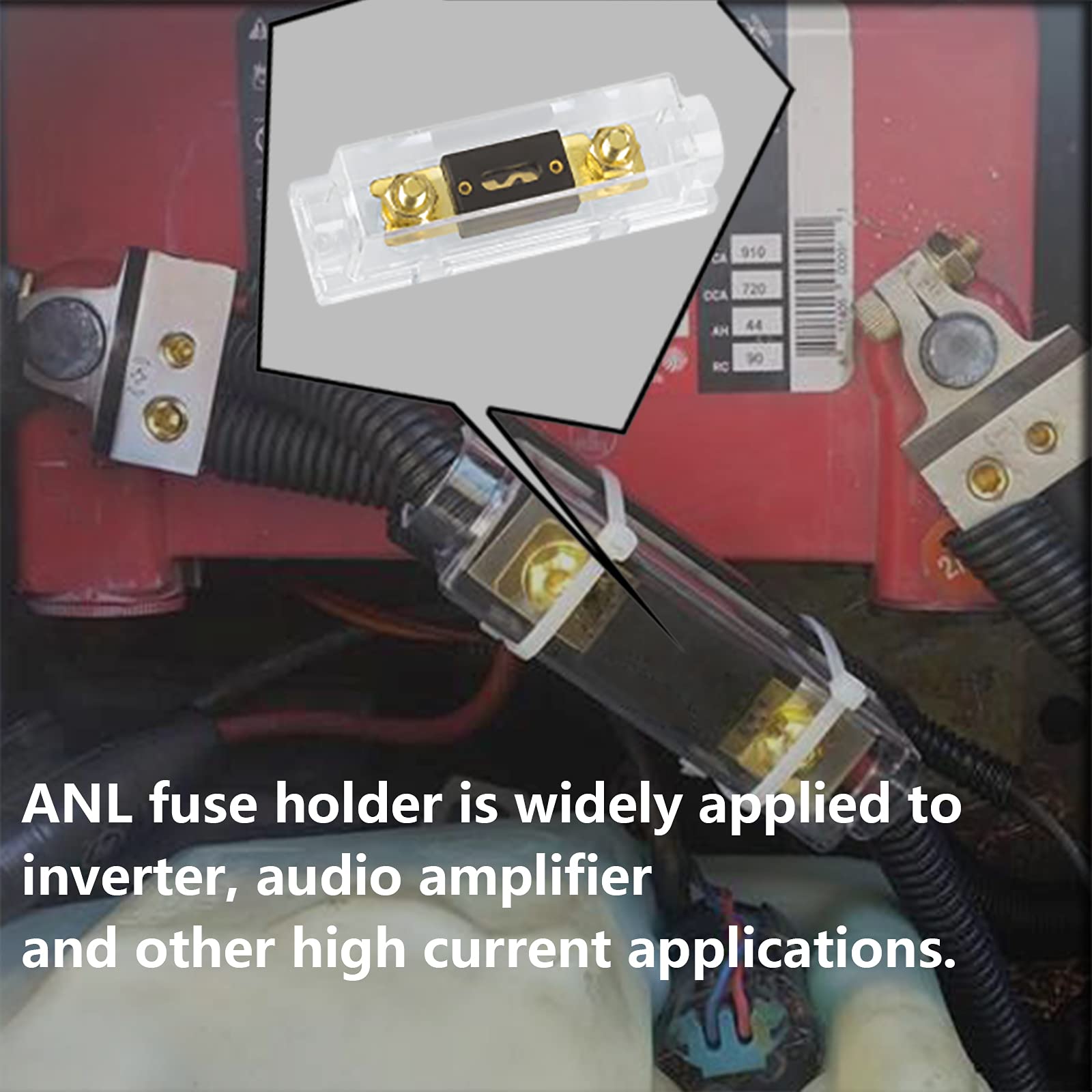 Hamolar 3 Pack 300 Amp Anl Fuse Holder Block 0/2/4/8 Gauge Awg Car Audio 300A 1/0 Zero Gauge Fuses With Box
