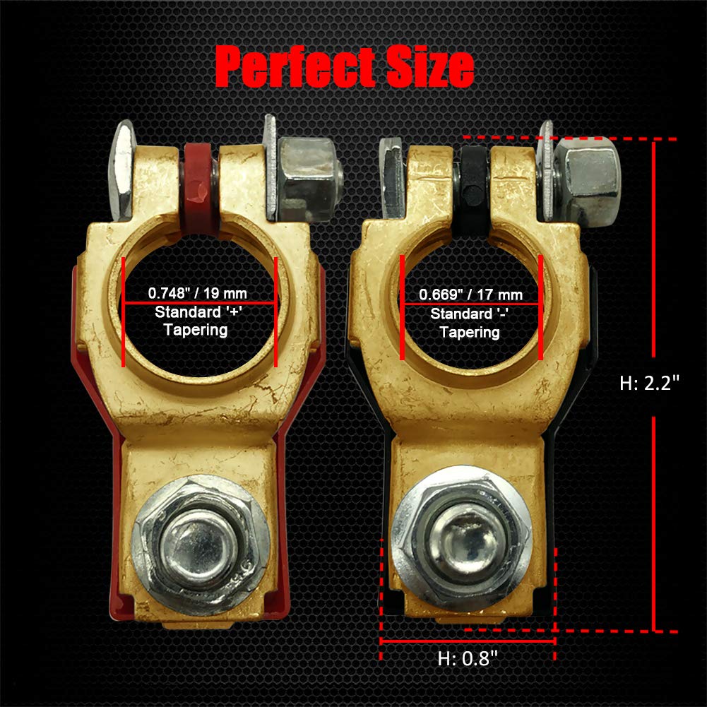 Ampper Battery Terminals Set W/ M8 Nut, Compatible For Nissan Altima Murano Pathfinder Maxima Quest Rogue Titan Versa Etc, 24340