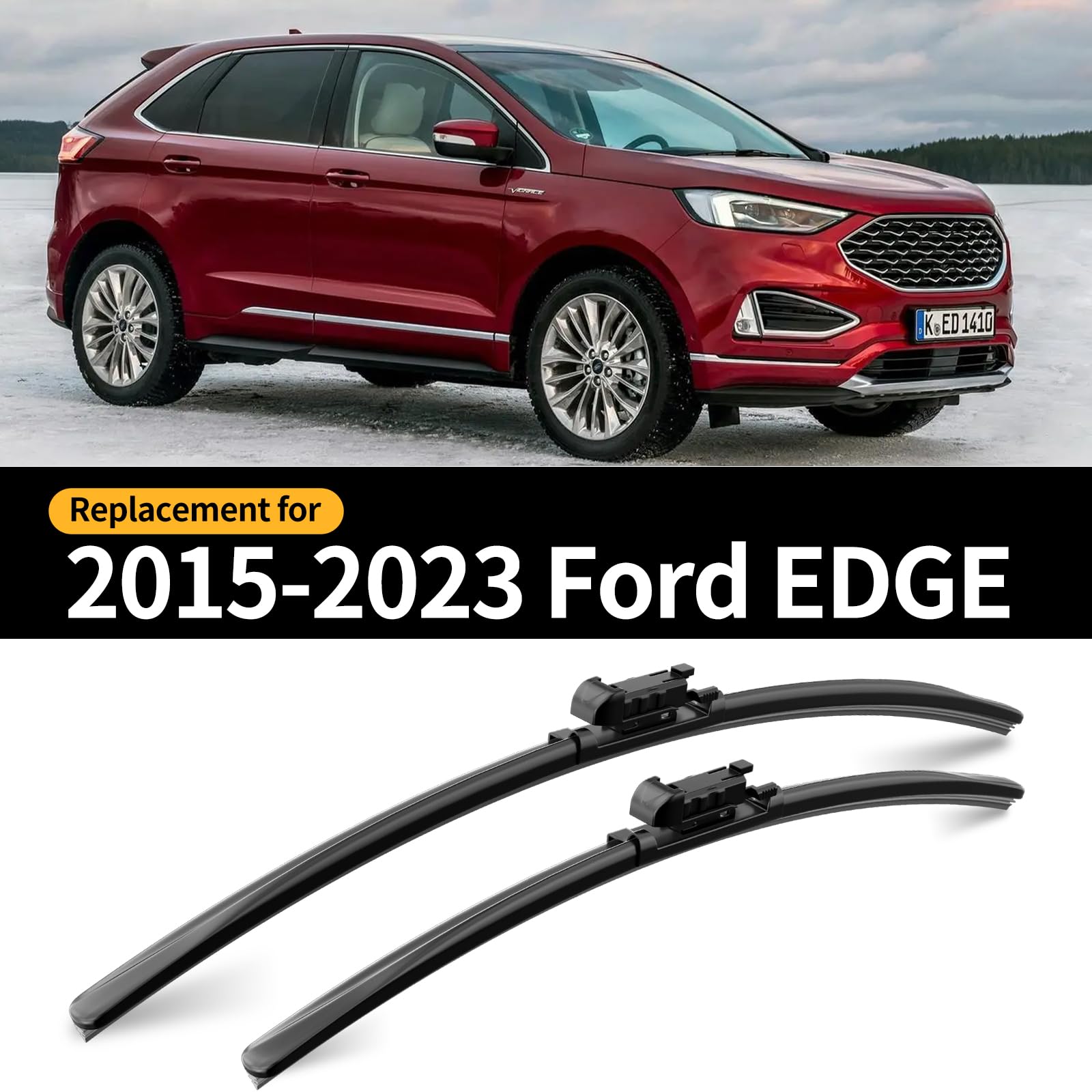 Gardimu Front And Rear Windshield Wiper Blades, 3 Pcs Front And Back Windshield Wipers Blades Replacement For Ford Edge 2015-202