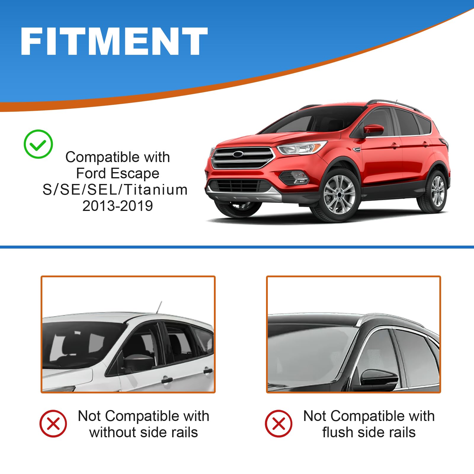 Fengyu Roof Rack Cross Bars 220Lb Compatible With Ford Escape 2013 2014 2015 2016 2017 2018 2019, Heavy Duty Lockable Aluminum R