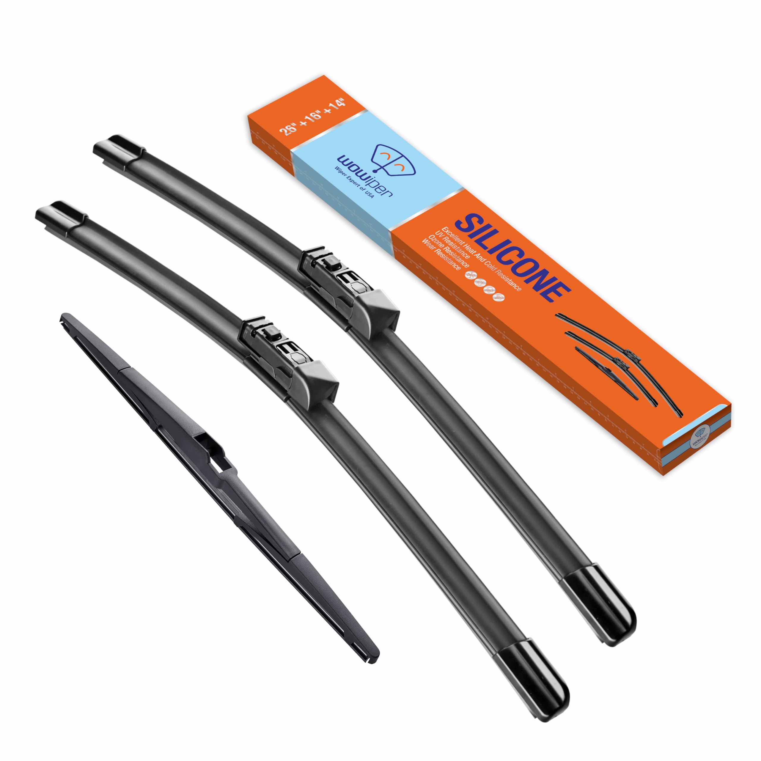 Wowiper Silicone Windshield Wiper Blades With Rear Wiper Blade For Toyota Chr C-Hr 2018-2022, All-Season Automotive Replacement 