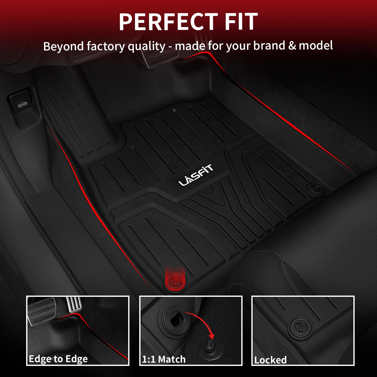 Lasfit Floor Mats & Trunk Mat With Backrest Mat For Honda Pilot 2023-2025, All Weather Tpe Floor Liners 1St & 2Nd & 3Rd Row & Ca