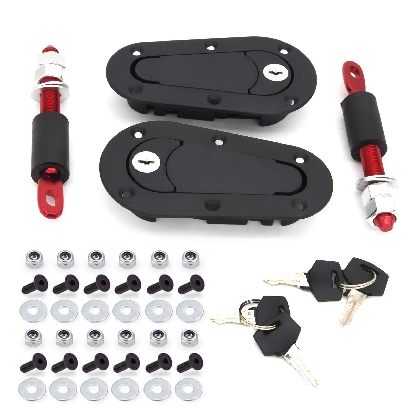 Tioit Coeme Flush Hood Latch And Pin Kit - Black