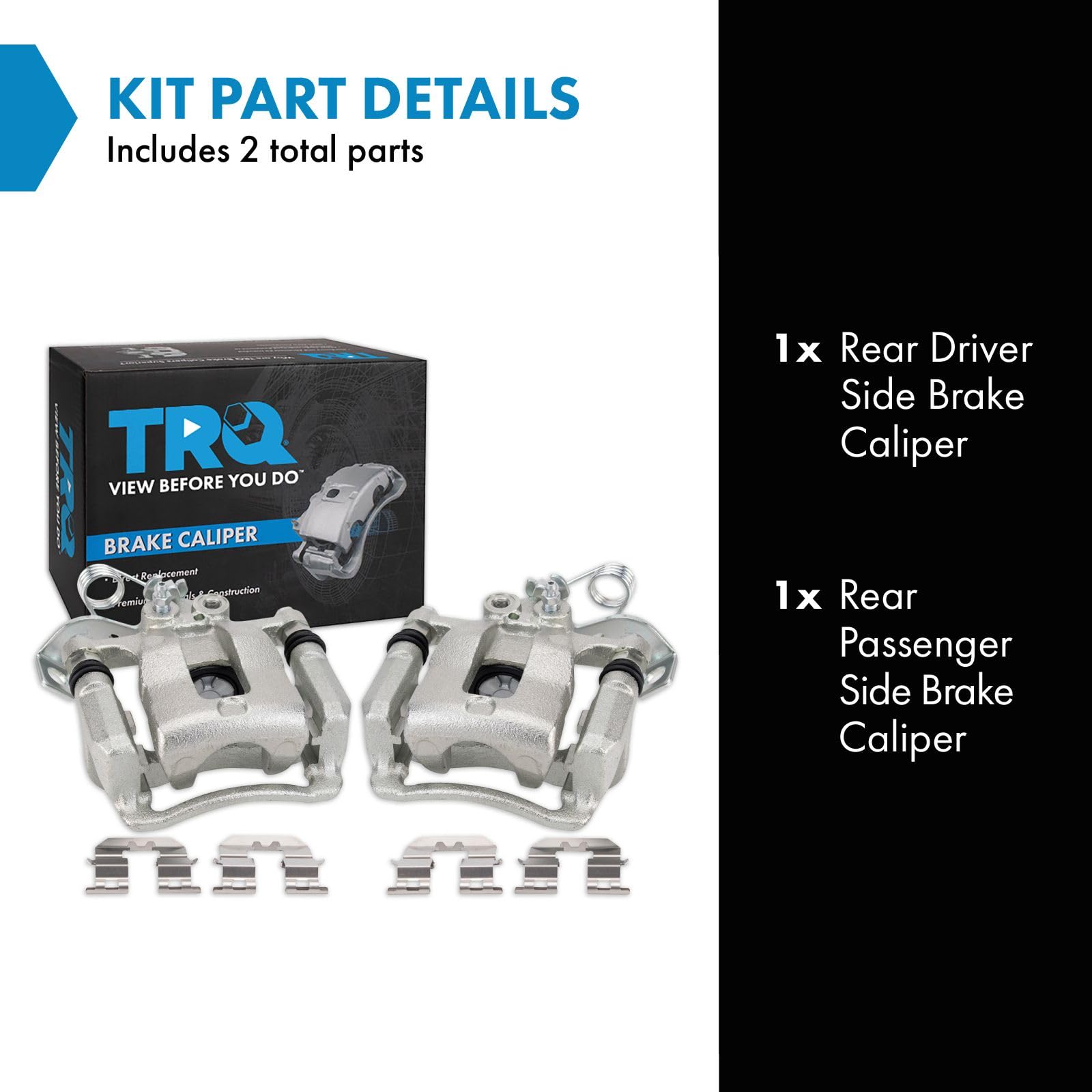 Trq Rear Brake Caliper Set Compatible With 2012-2017 Kia Rio