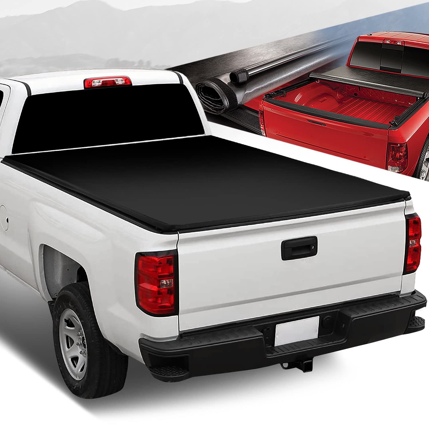Auto Dynasty Soft Roll-Up Truck Bed Tonneau Cover Compatible With 2014-2018 Chevy Silverado Gmc Sierra 1500 2500Hd 3500Hd 8Ft Fl