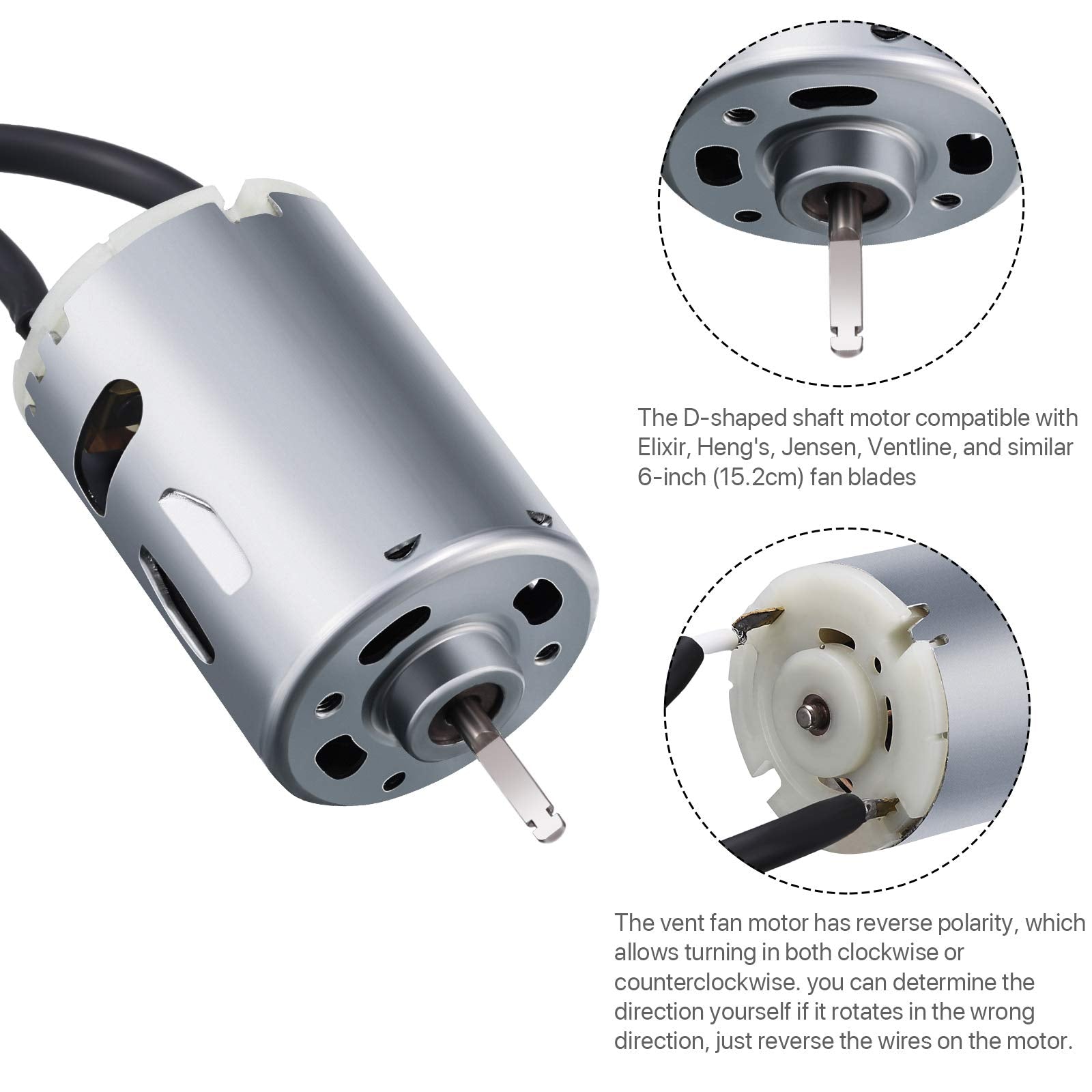 2 Pieces 12V D-Shaft Rv Vent Motor, Camper Exhaust Fan Motor, Compatible With Heng'S, Elixir, Ventline, Jensen And Similar 6-Inc