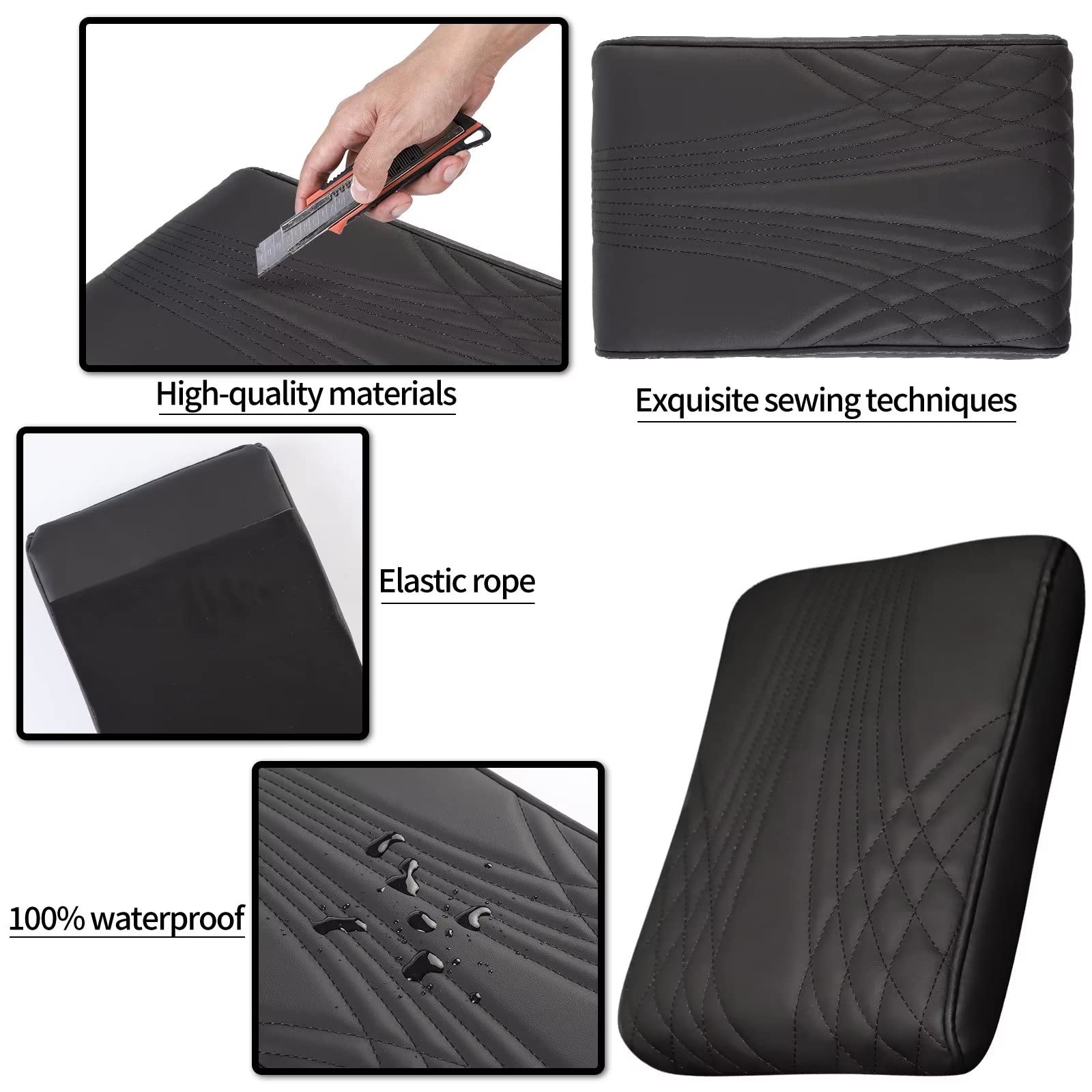 Qzhiren Car Center Console Cover-Armrest Box Mat,Memory Foam Leather Arm Rest Covering Car, Arm Rest Cushion For Suv/Truck/Vehicle(Black)
