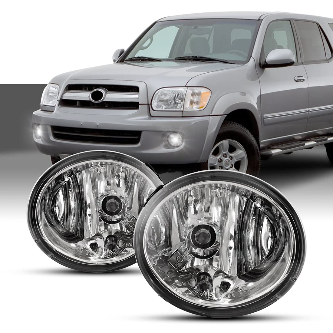 Nixon Offroad Fog Light Set for 2001-2007 Toyota Sequoia, 2000-2006 Toyota Tundra w/Bulbs + Wiring Kit + Switch, Driving Fog Lig