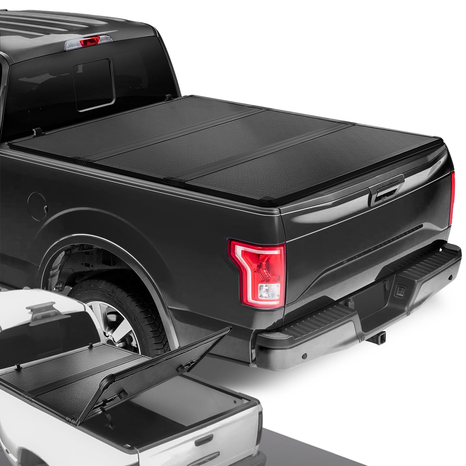 Dna Motoring Truck Bed Top Hard Solid Tri-Fold Tonneau Cover Compatible With 2015-2024 Ford F150 5.5 Ft Bed, New Upgrade, Ttc-Ha