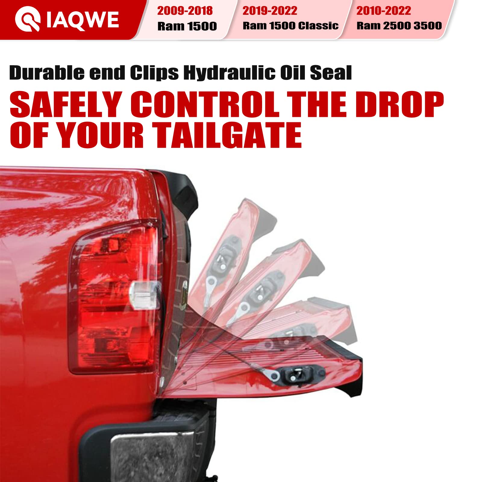 Truck Tailgate Assist Shock 43301 Compatible With 2009-2018 Dodge Ram 1500, 2010-2022 Dodge Ram 2500 / 3500, 2019-2022 Dodge Ram 1500 Classic