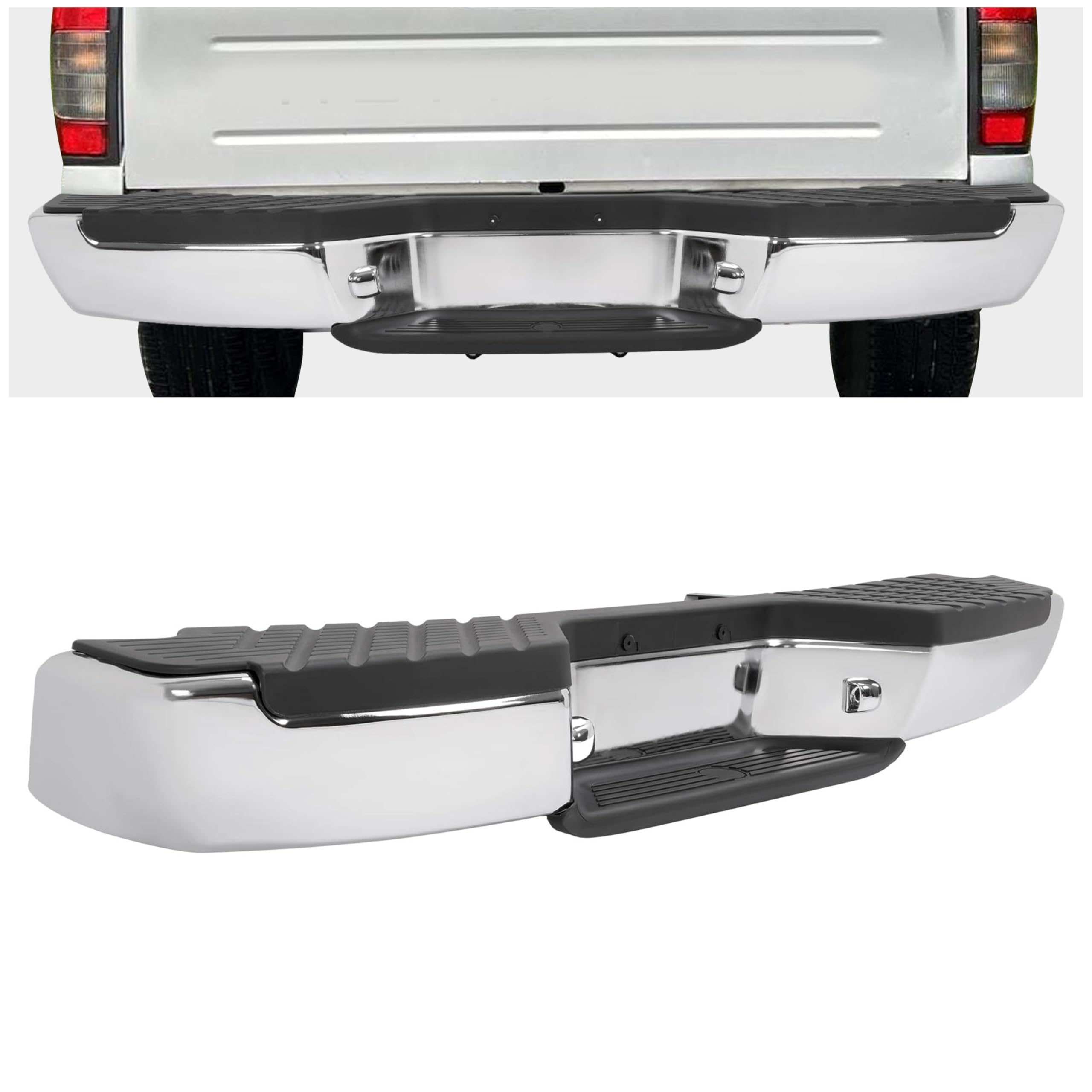 HECASA Rear Bumper Assembly Compatible with 1998-2004 Nissan Frontier XE SE Models ONLY w/Step Pad & Mounting Bracket NI1102136 