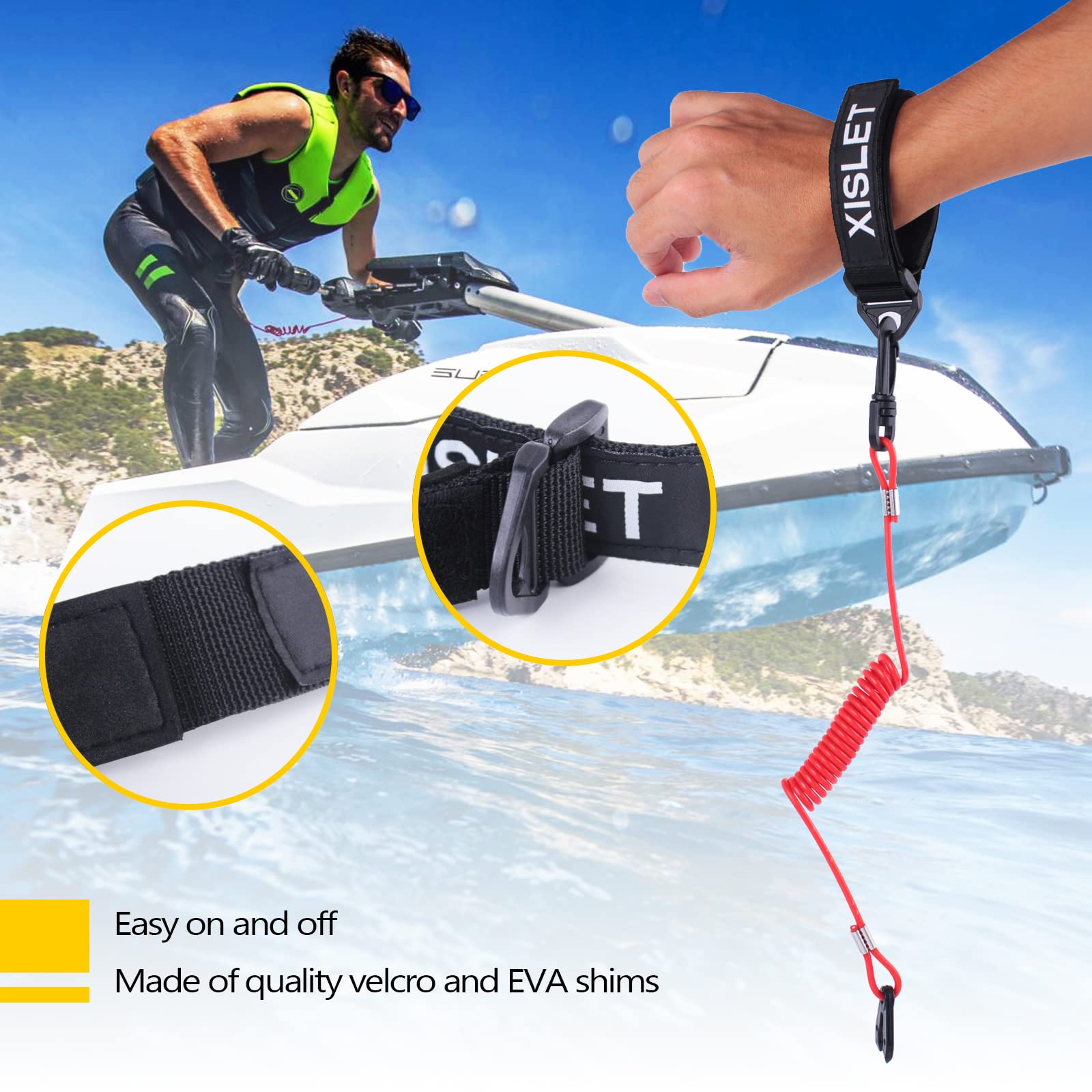 Xislet Lanyard Switch Compatible With Yamaha Jet Ski Waverunner Vx Cruiser Fx Engine Safety Stop Tether Replace Ew2-68348-00-00