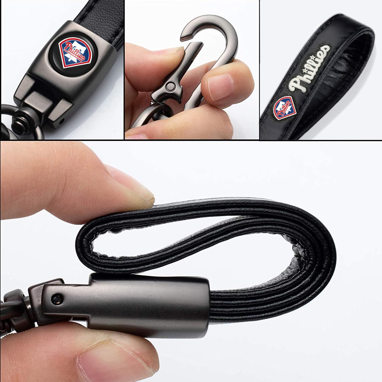 Kaleduo Baseball Fans Car Keychain Keyring, Leather Car Key Chain Compatible With Philadelphia Phillies Baseball Fans,Delicate G