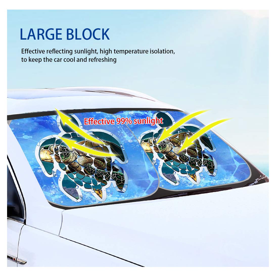 Huisefor Yellow Sunflower Car Windshield Sun Shade Universal Fit Car Front Window For Trucks Suv Van Sunshade Visor Auto Vehicle Shield Reflector Blocking Screen Cover Pack Of 2