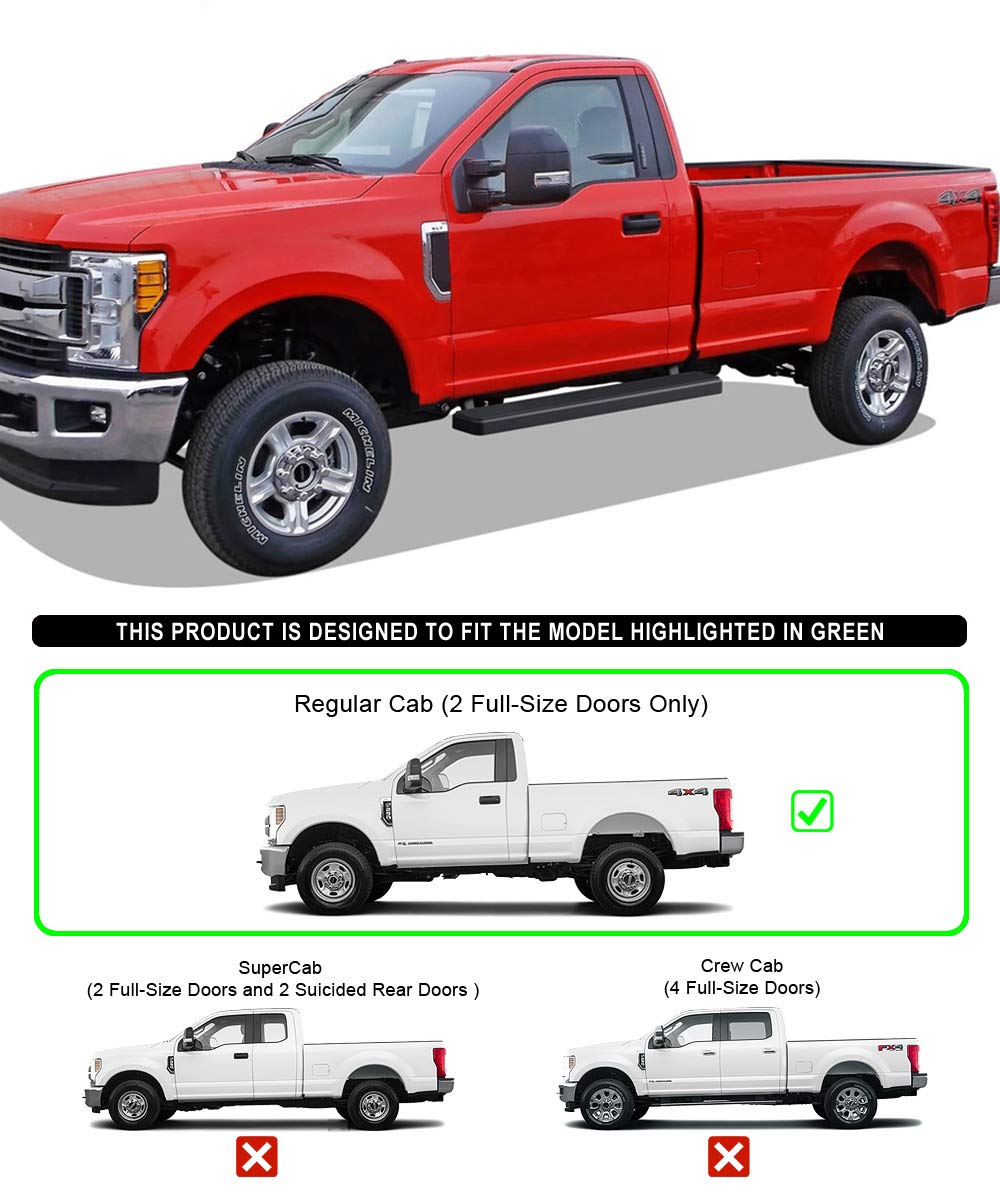 APS Stainless Steel Running Boards Nerf Bars for Ford F150 2015-2025 & F-250 F-350 2017-2025, 5 Inches, Black Finish