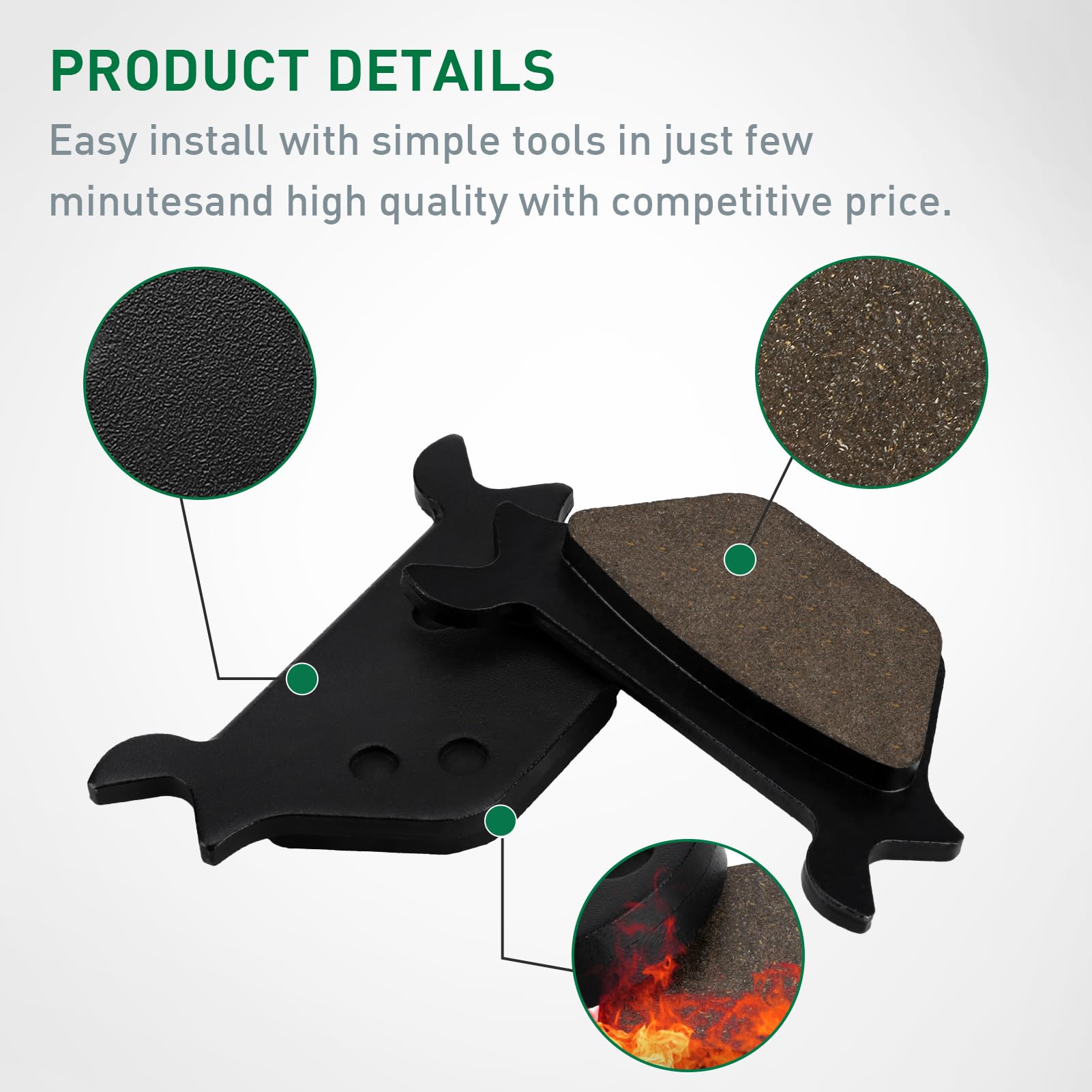Cyleto Front and Rear Brake Pads Kit for Heritage Springer Softail Fat Boy Dyna Super Wide Glide Low Rider Sportster 883 1200/Ha
