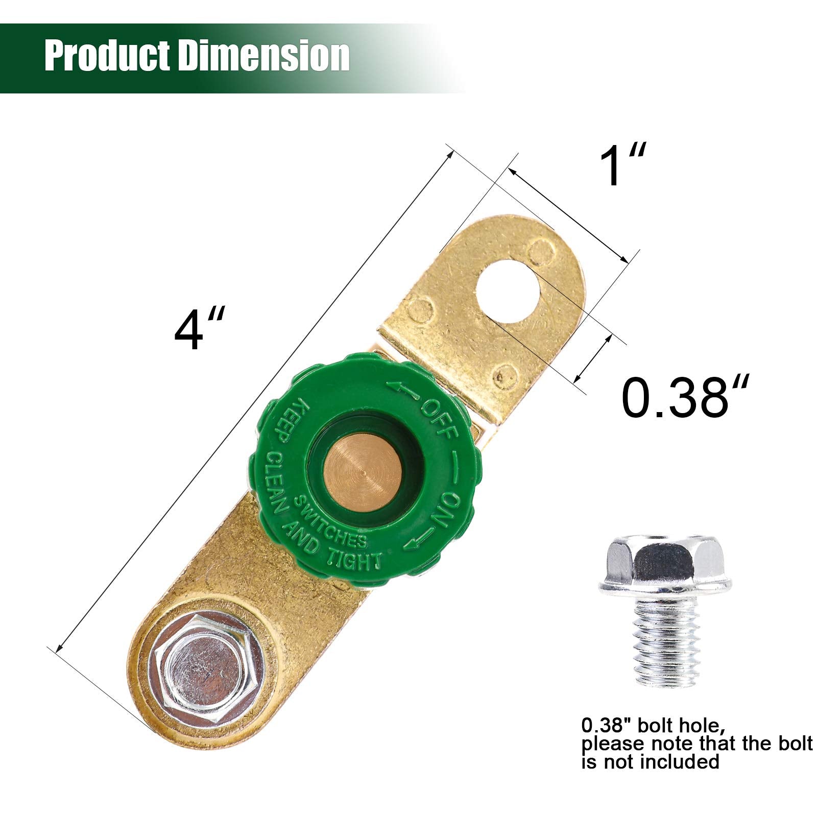 CZC AUTO Battery Quick Disconnect Switch - Side Post Isolator for Auto, Truck, RV, Boat - Zinc Alloy, Green, Model: 0d9e2147