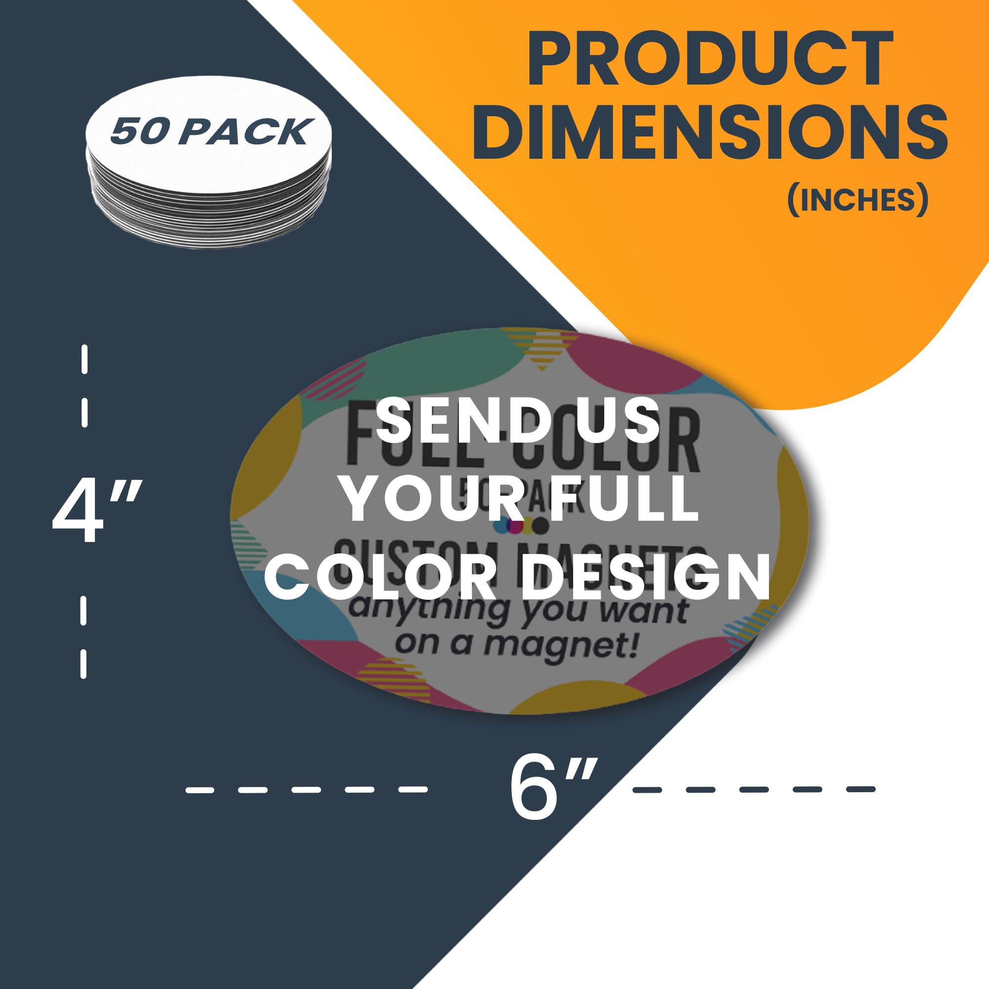Magnet Me Up Custom 4X6 Inch Oval Magnet, 50 Pack, Customizable For Businesses, Personal Use, Choose Your Text, Upload Image, Ma