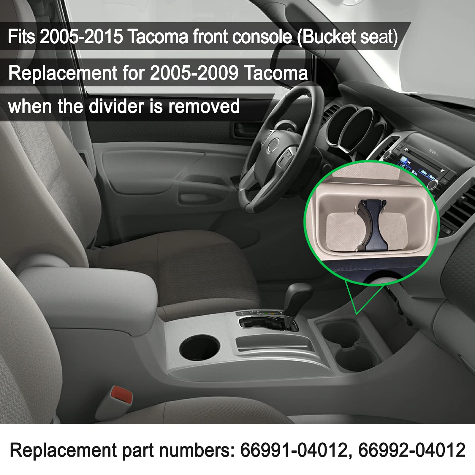 JDMCAR Cup Holder Inserts for Toyota Tacoma 2005-2015, Durable Black TPE Plastic Rubber Accessories