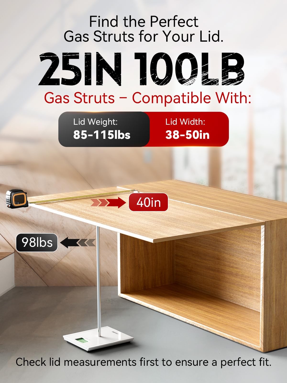 Vepagoo 25 Inch Gas Struts 100Lb/445N for RV Bed Storage Door Lift Support, Heavy Lid Duty Springs, 2pcs
