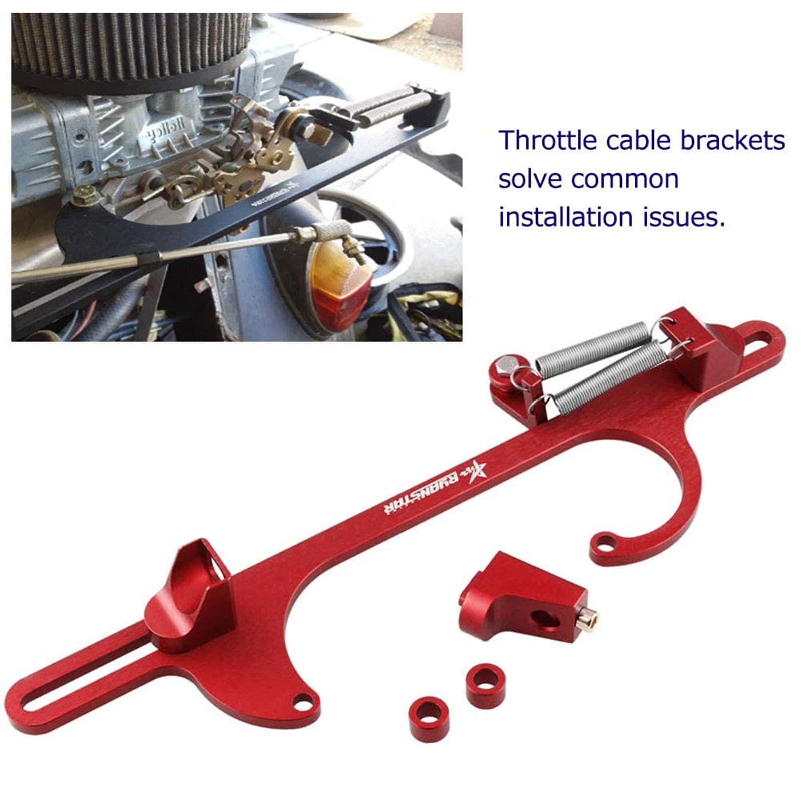 RYANSTAR Throttle Cable Bracket RS-BT001, Adjustable Aluminum, Fits 4150/4160, Red
