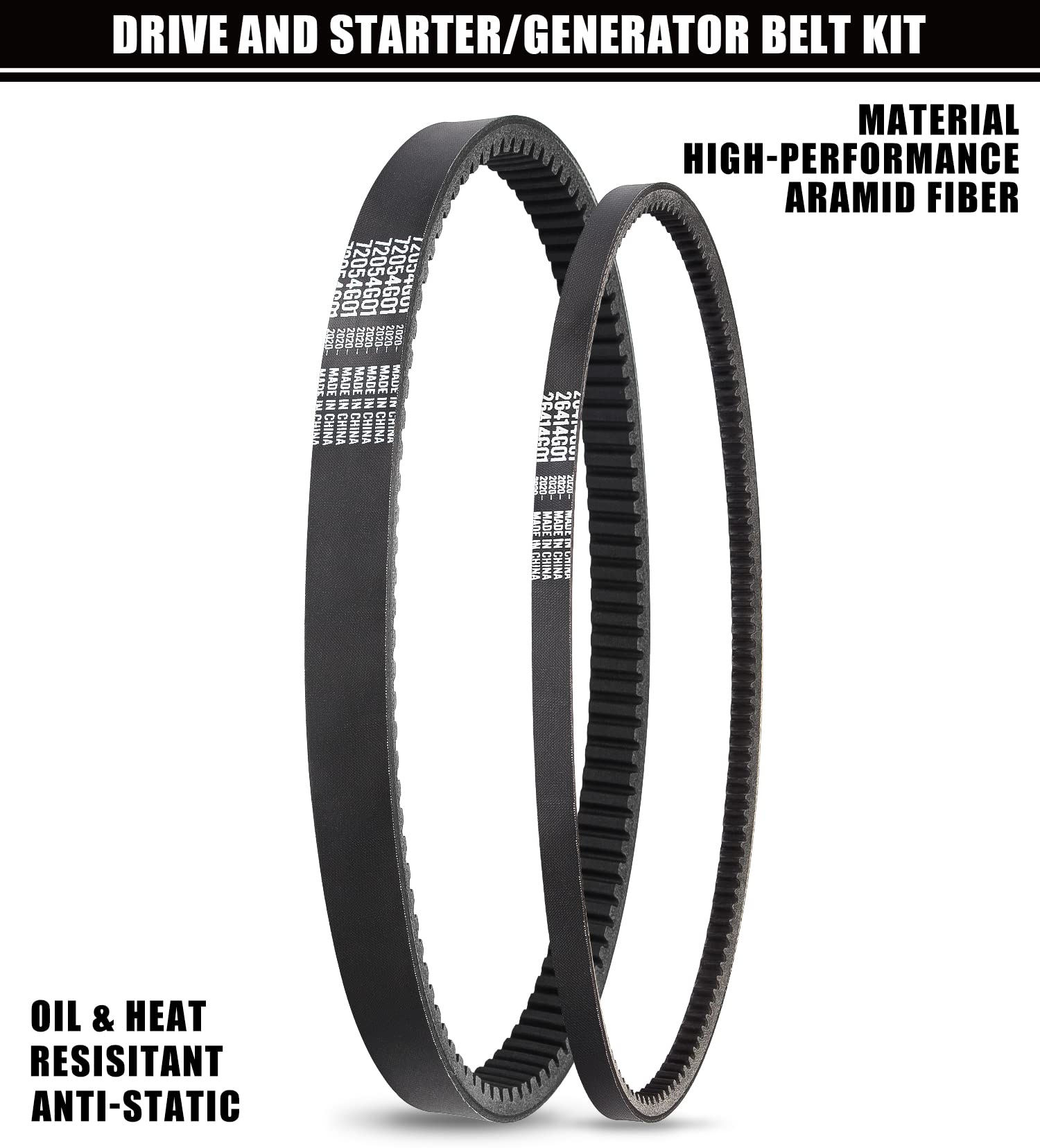 Geggkake Ezgo Drive Belt & Starter Generator Belt Kits, Fits 4 Cycle 1994-Up Ezgo Txt/Medalist Gas Golf Cart, Oem# 72054G01, 720