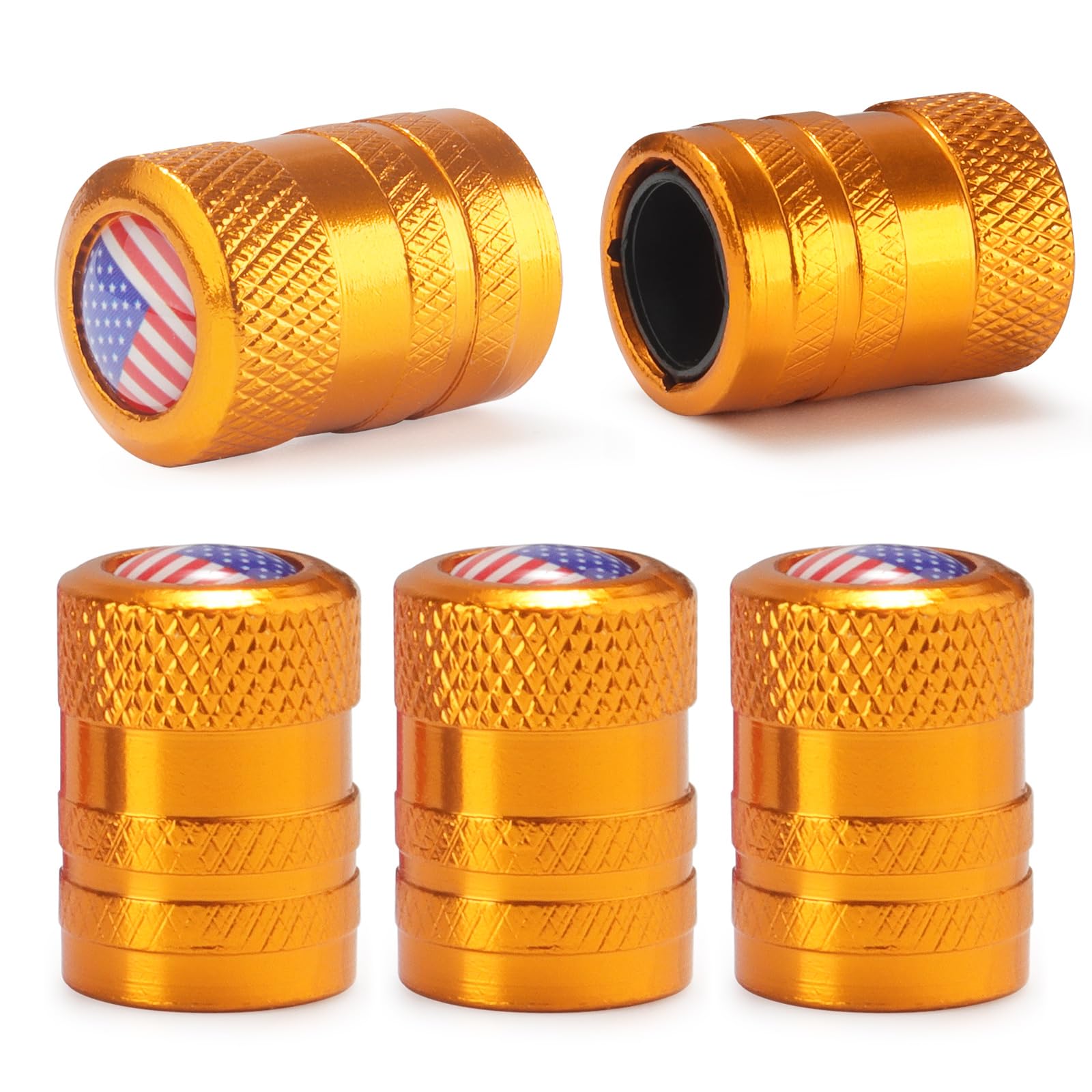 Tire Valve Stem Caps 5 pcs, Aluminum Alloy,Anodized Aluminum Tire Valve Cap Universal Fit for Cars/Motorcycles/Bikes, Anti-Corro