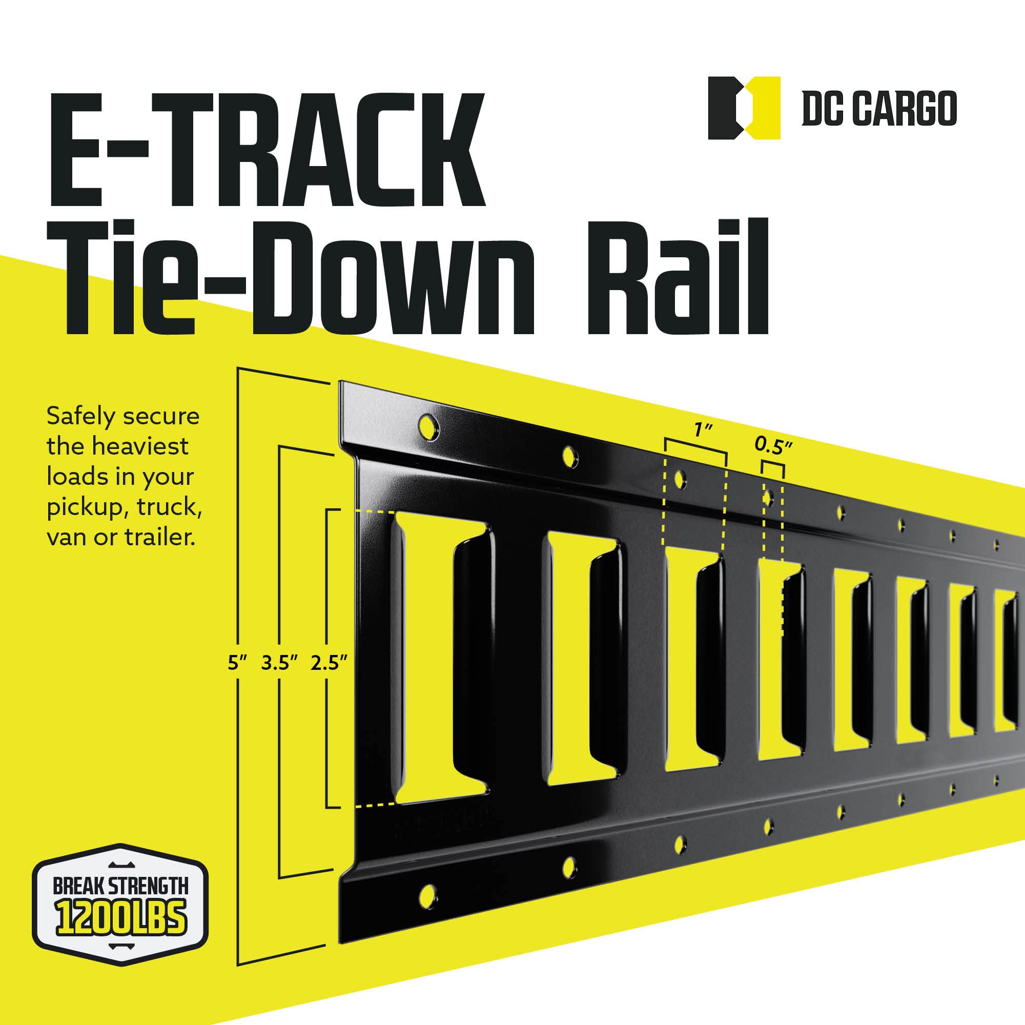 Eight 2' E Track Tie-Down Rail, Powder-Coated Steel Etrack Tiedowns | 2' Horizontal E-Tracks, Pack Of 8 Bolt-On Tie Down Rails F
