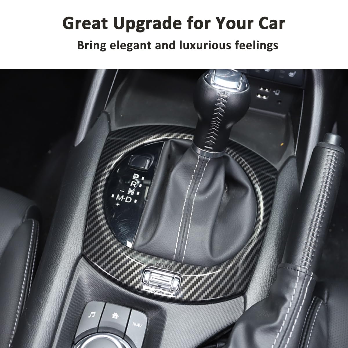 Car Interior Gear Shift Frame Trim Sticker For Mazda Mx-5 Nd 2015-2023 Center Console Panel Trim Cover Interior Accessories (Carbon Fiber)