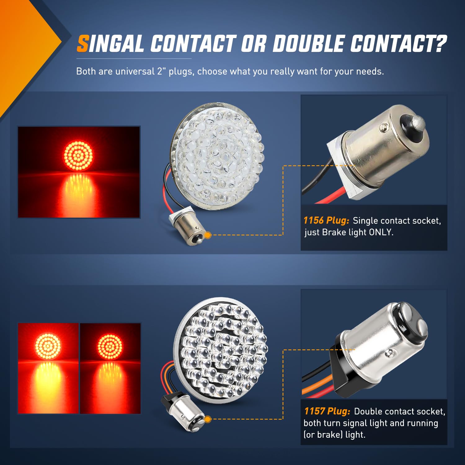 Nilight Led Turn Signal Rear Brake Running Lights 1157 Double Contacts Plug And Play For Harley Davidson Dyna Sportster Touring
