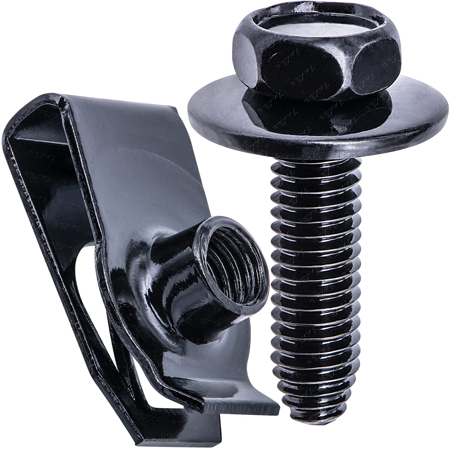 Rexka 15 Sets M6-1.0 Bolts & U-Nuts - Extruded U Nuts & Body Bolts Kits for GM Ford Chevy Buick ChryslerCadillac - Body Fender B