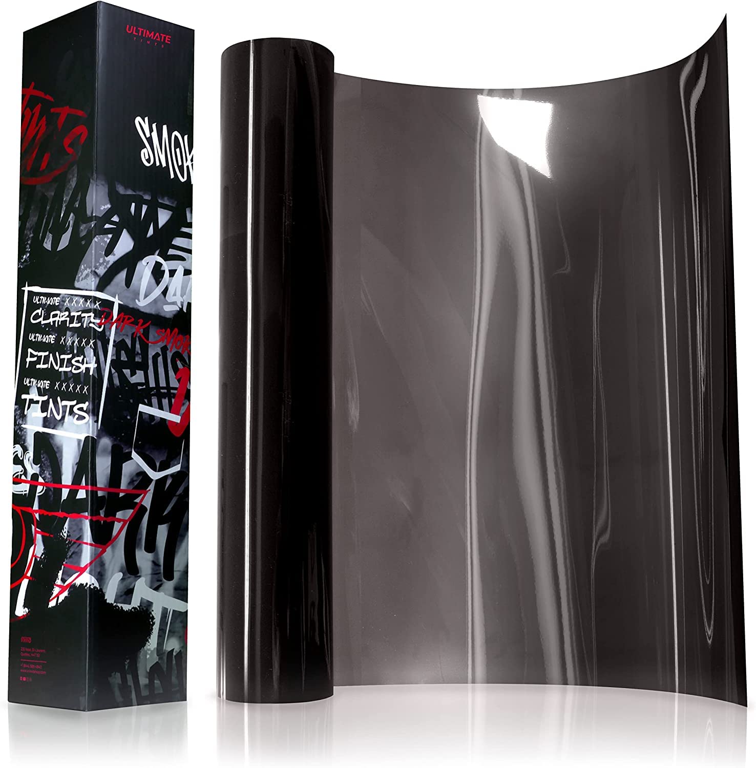 Vvivid+ Ultimate Headlight Taillight Tint Vinyl Wrap (12'' X 7Ft, Dark Smoke)