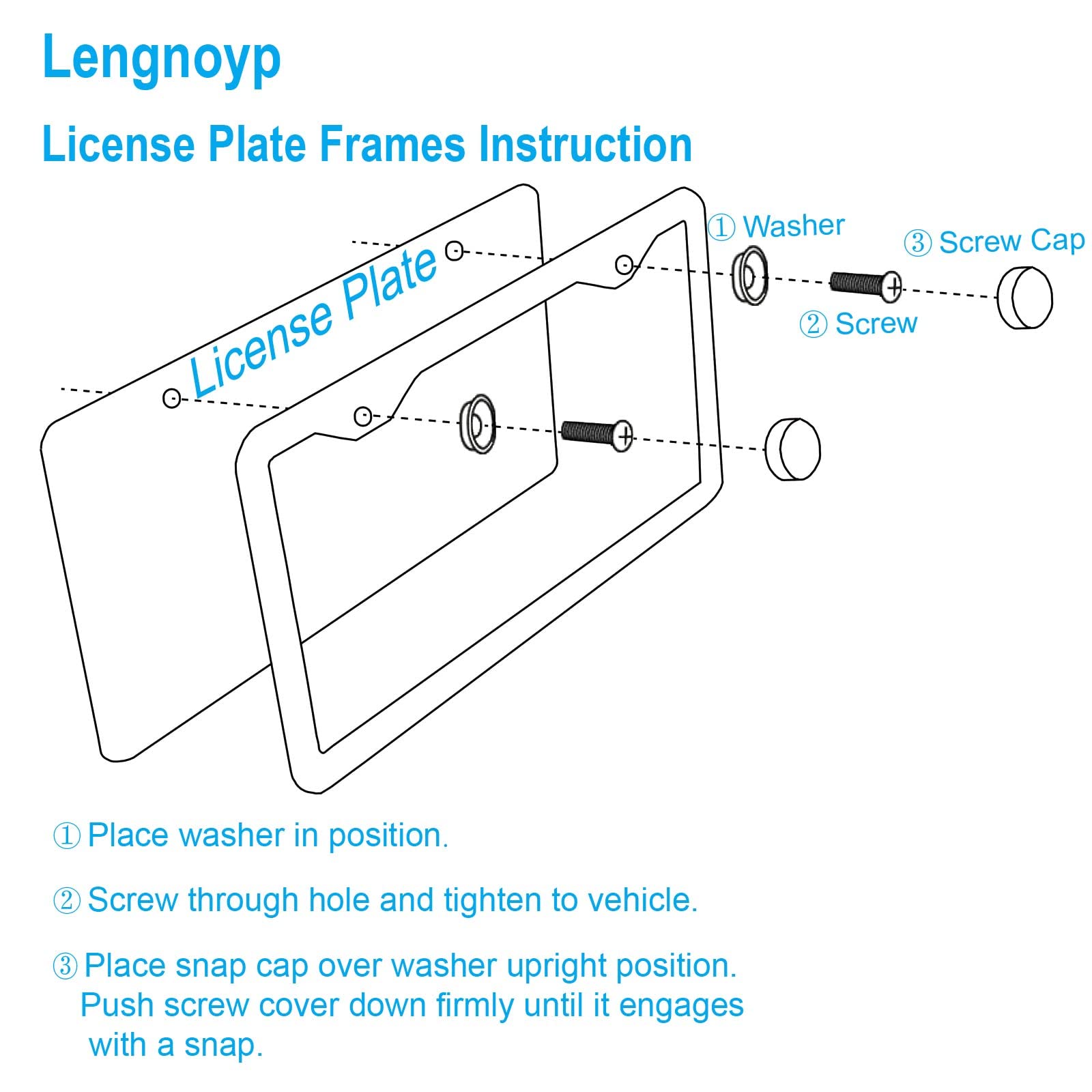 2Pcs Premium Matte Black License Plate Frames, Solid Rust-Proof Aluminum Holder With 2 Holes, Universal Car Frame For Women And Man, Including Screws, By Lengnoyp.