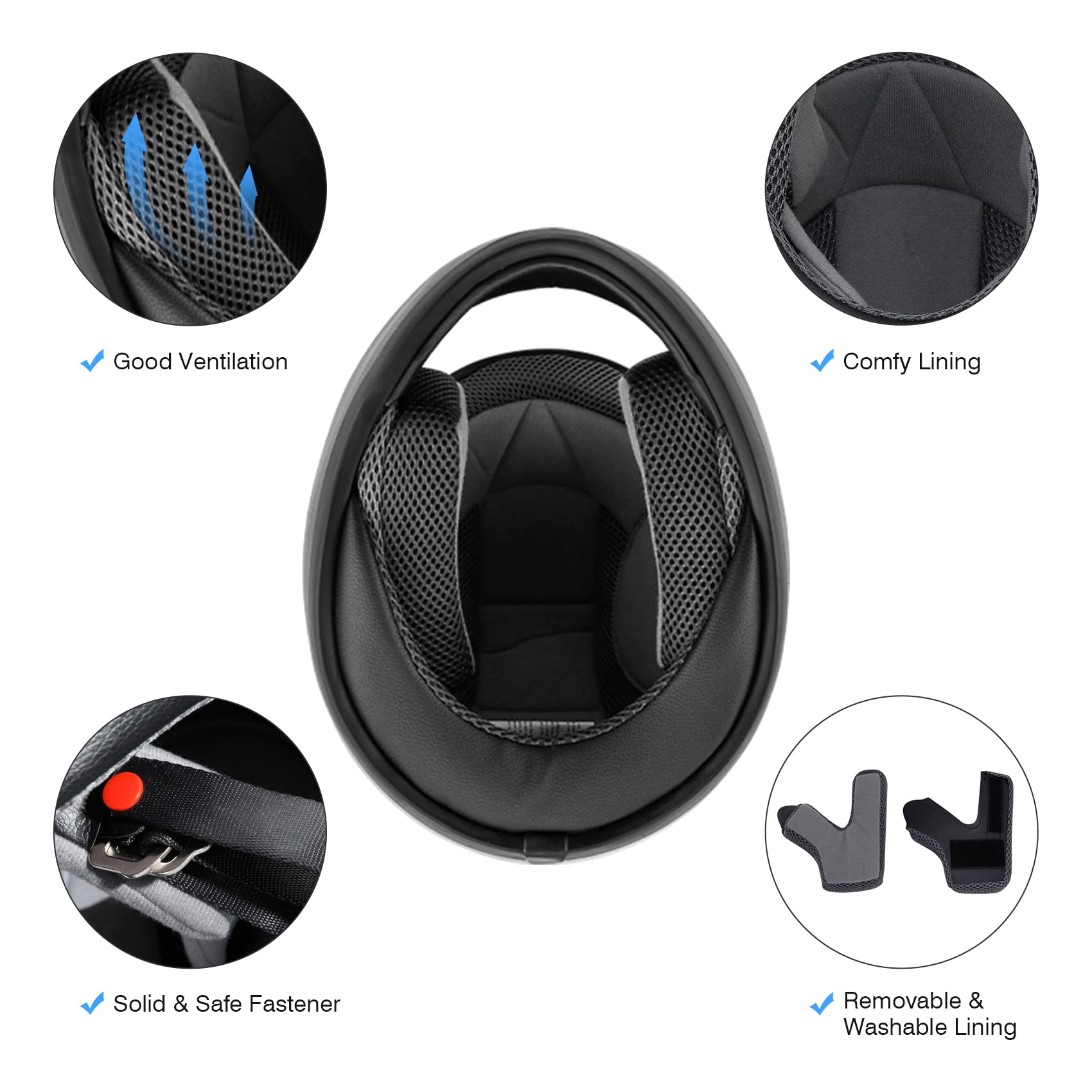 SLMOTO Full Face Motorcycle Helmet - DOT Approved, Large, Gloss Black, Polycarbonate, Mirror Visor, Sun Shield