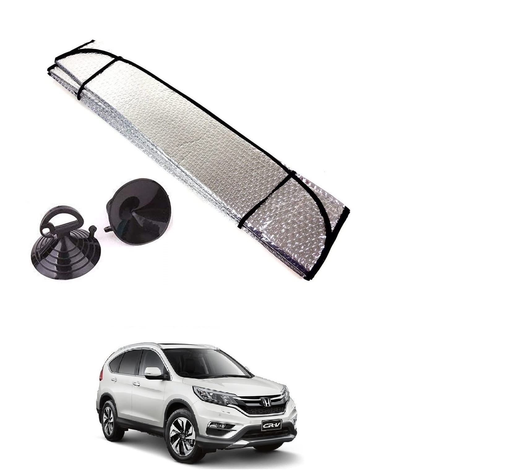 Auto Addict Car Sunshades Aluminium Foil Foldable Windshield (Front Window,Rear Window,1 pc) Sunshade for Honda CRV