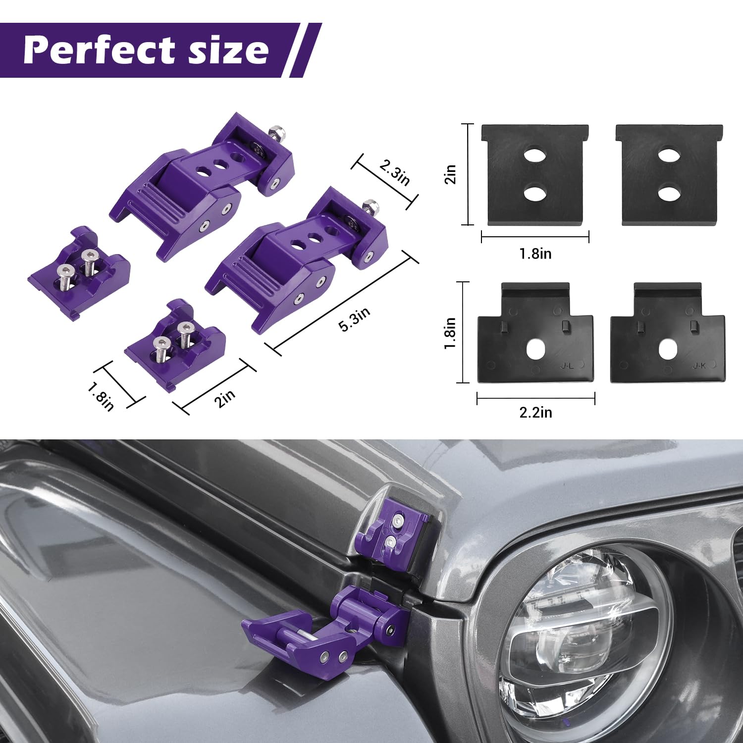 Rt-Tcz For Wrangler Hood Latches Catch Kit Compatible With Jeep Wrangler Jk Jku 2007-2017 Jl Jlu 2018-2025 For Gladiator Jt 2020