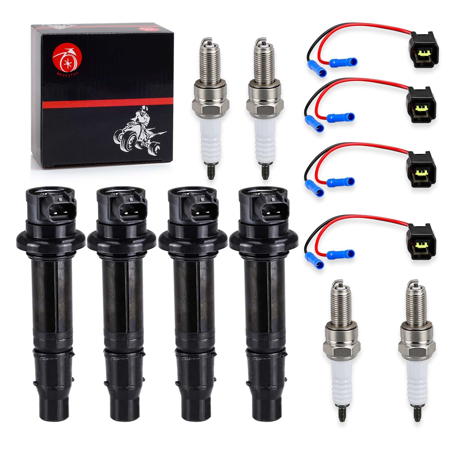 Ignition Coil & Plug w/Spark Plug For Yamaha YZF-R1 2002-2006 YZF-R6 2006-2007 FZ1 2006-2014 Vmax 1700 2009-2020 FZS1 2015