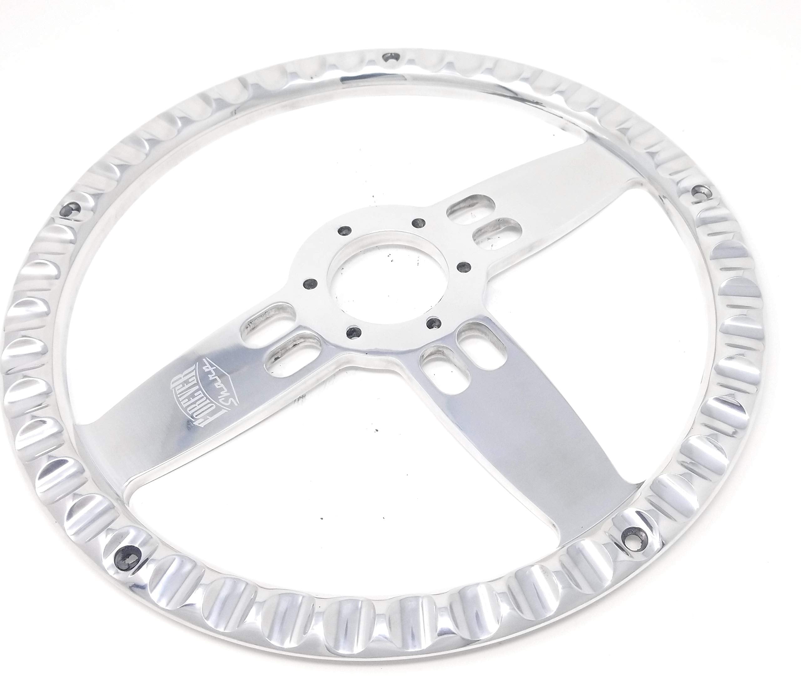 New World Motoring 14" Billet Steering Wheel, Mahogany Wood Half Wrap, Compatible with Ford Bronco F100 F150 CARS TRUCKS