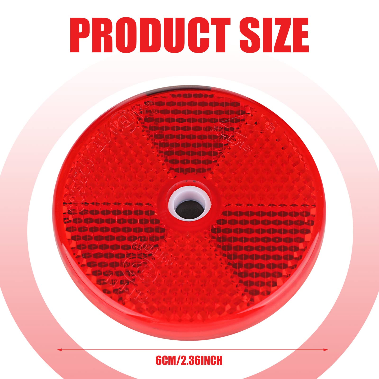 16 Pack Front Reflector Round Reflector for Driveway Fence Gate Posts Trailers Safety Reflectors with Center Mounting Holes Auto