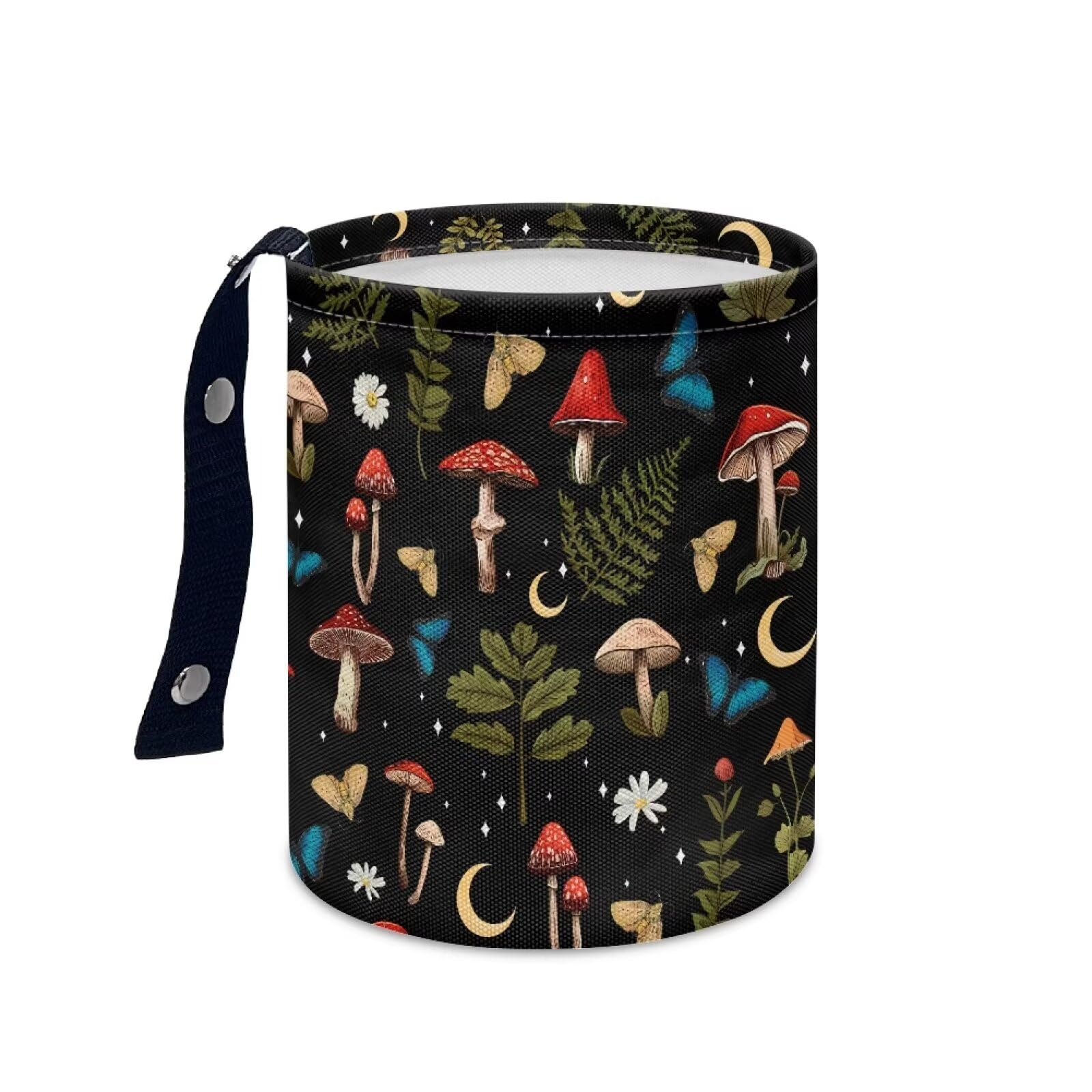 Brosoneto Mushroom Butterfly Car Trash Can Car Accessories Interior Garbage Bin Hanging Portable Dustbin Bin Waste Basket Collap
