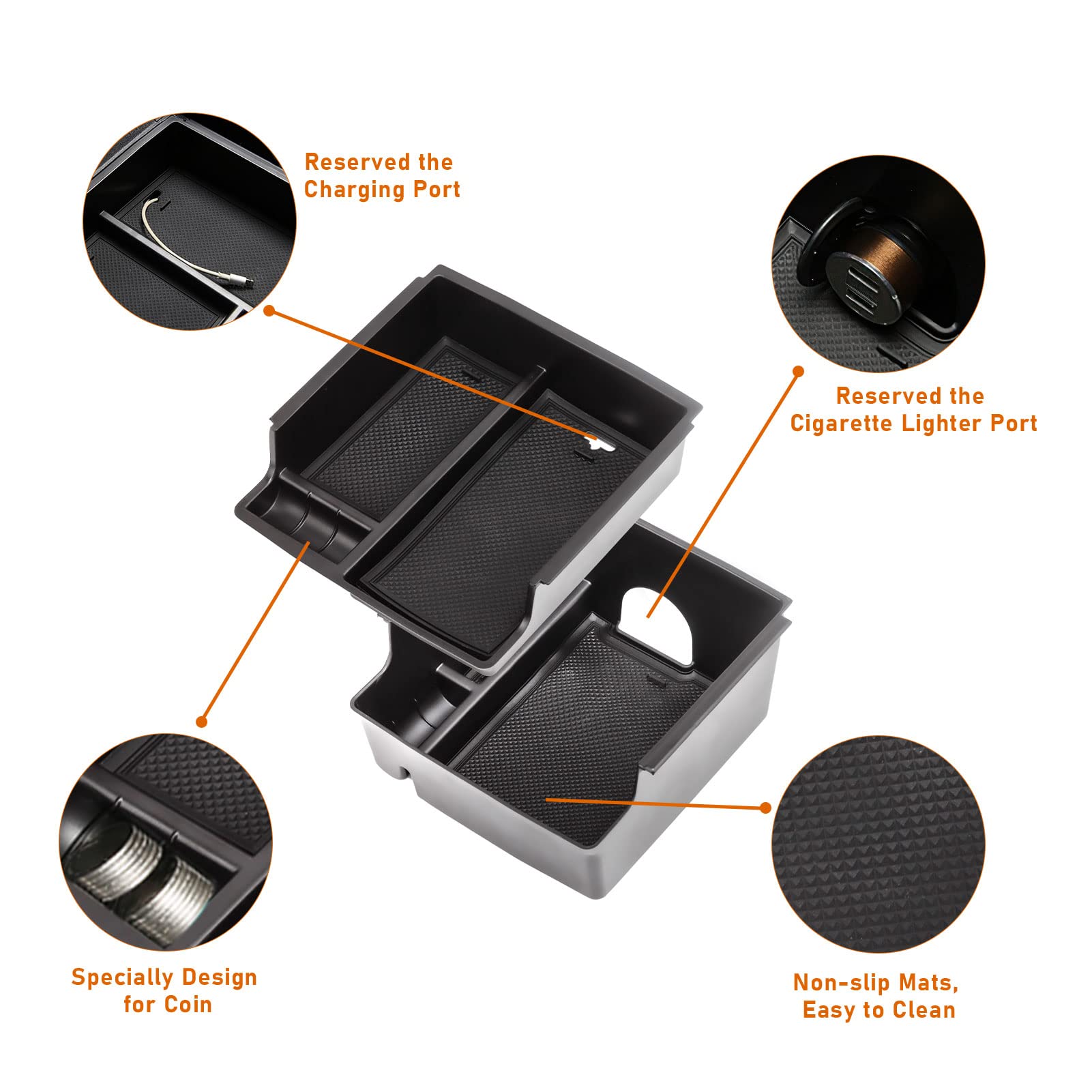 Wdg For Ford Bronco Accessories 2021 2022 2023 2024, Center Console Storage Organizer And Door Handle Storage Box, Insert Tray A